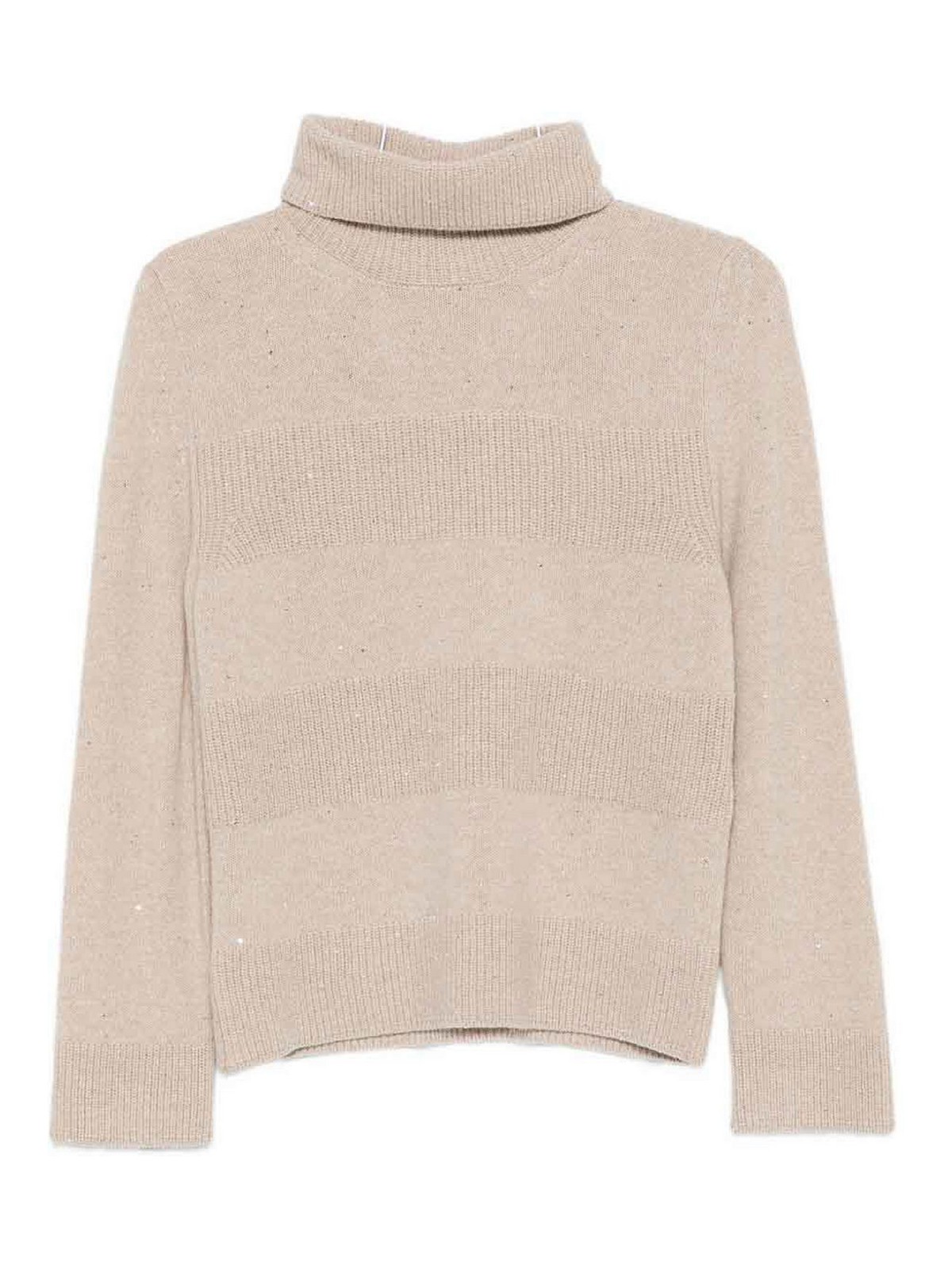 D Exterior Beige Wool-cashmere Sweater With High Fold-over Collar In Neutral