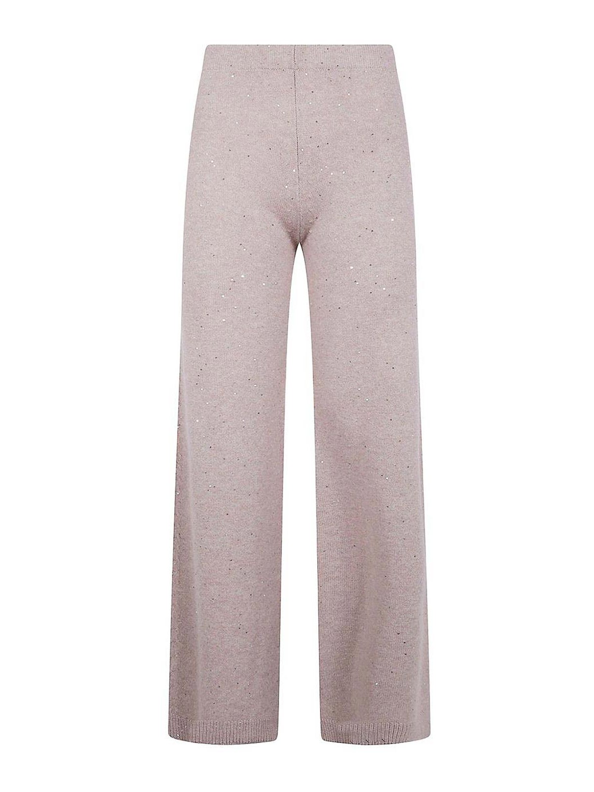 D Exterior Beige Wide-leg Trousers With Cable Knit Detailing In Pink