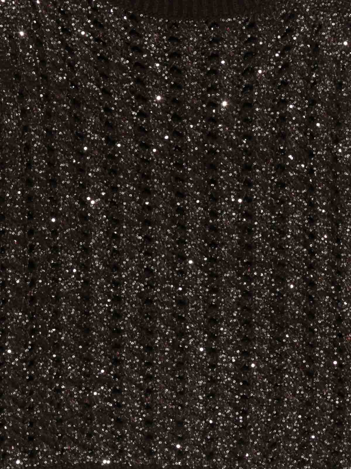 D Exterior Textured Knit Sweater With Subtle Sparkle In Black