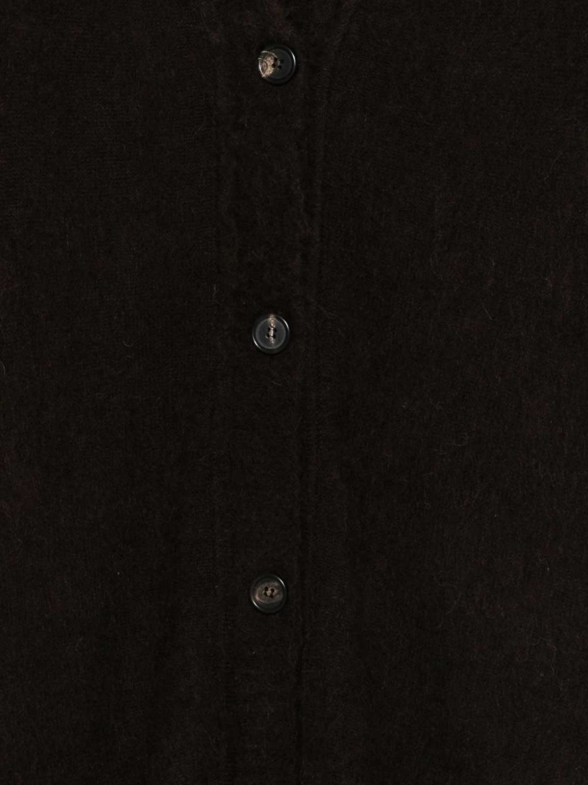 D Exterior Button-up Gray Knit Sweater With V-neckline In Black