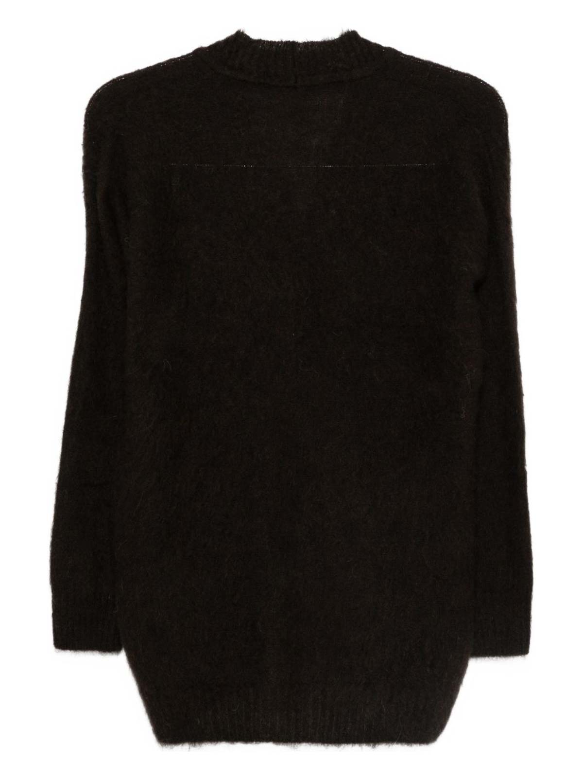 D Exterior Button-up Gray Knit Sweater With V-neckline In Black