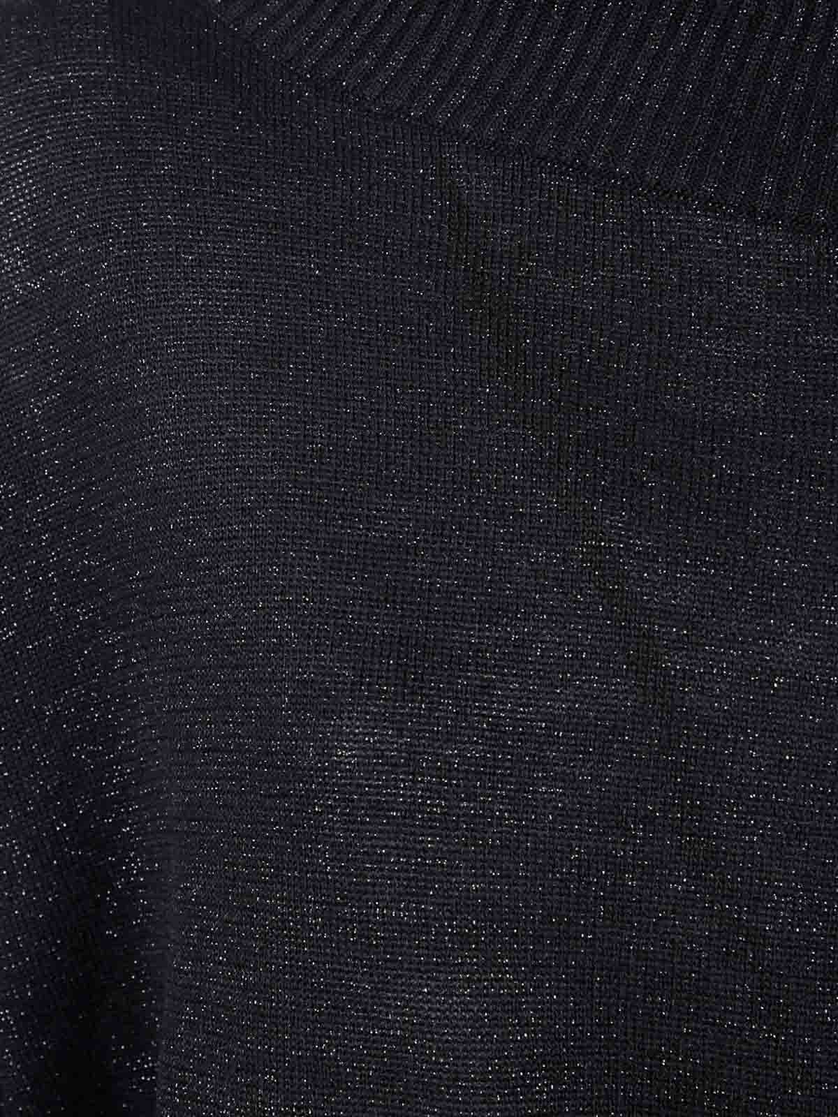 D Exterior Asymmetrical Neckline Wool Blend Sweater In Black