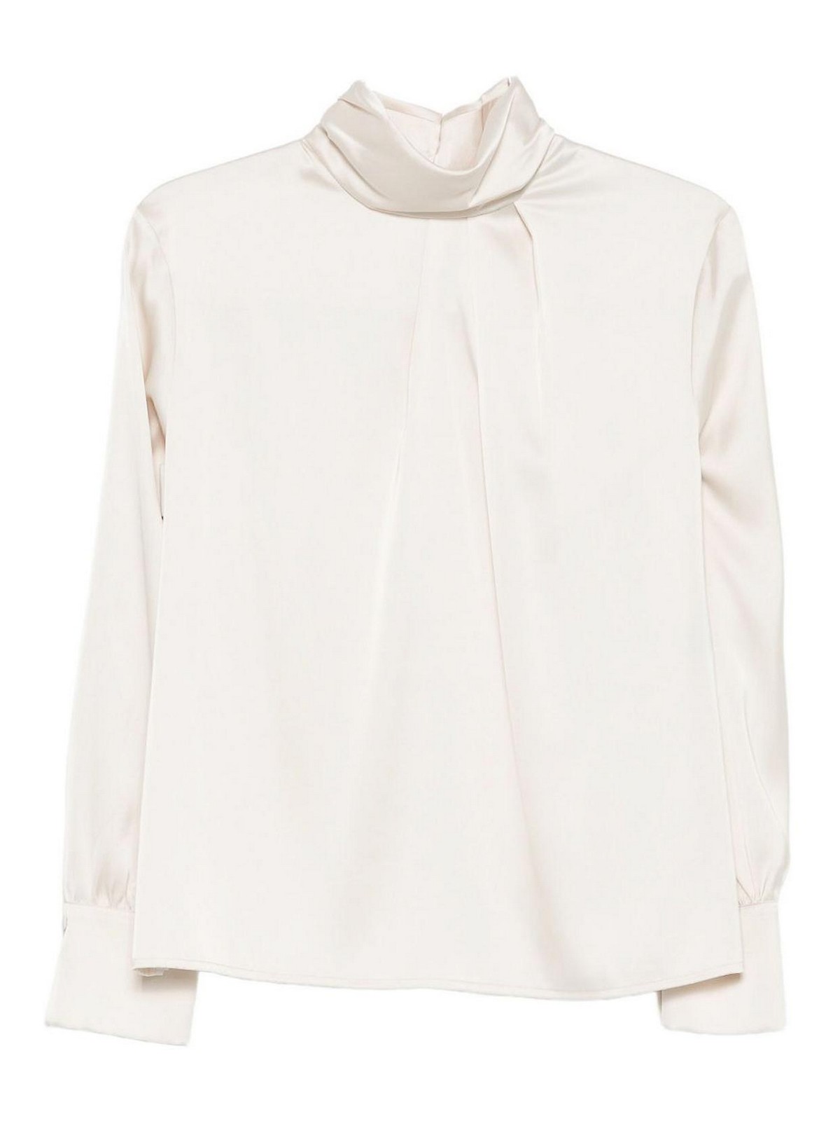 D Exterior Long-sleeved High-neck Blouse With Button Closure In Neutral