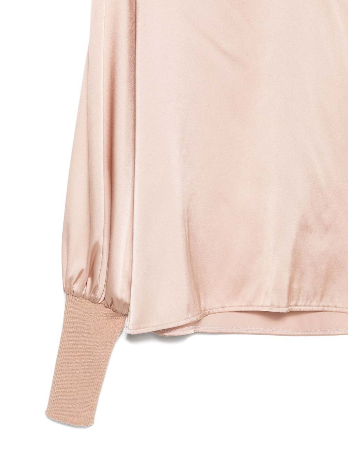 D Exterior Wool Blend Sweater With High Neckline In Pink
