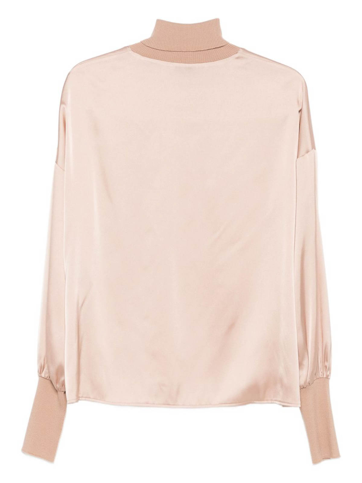 D Exterior Wool Blend Sweater With High Neckline In Pink