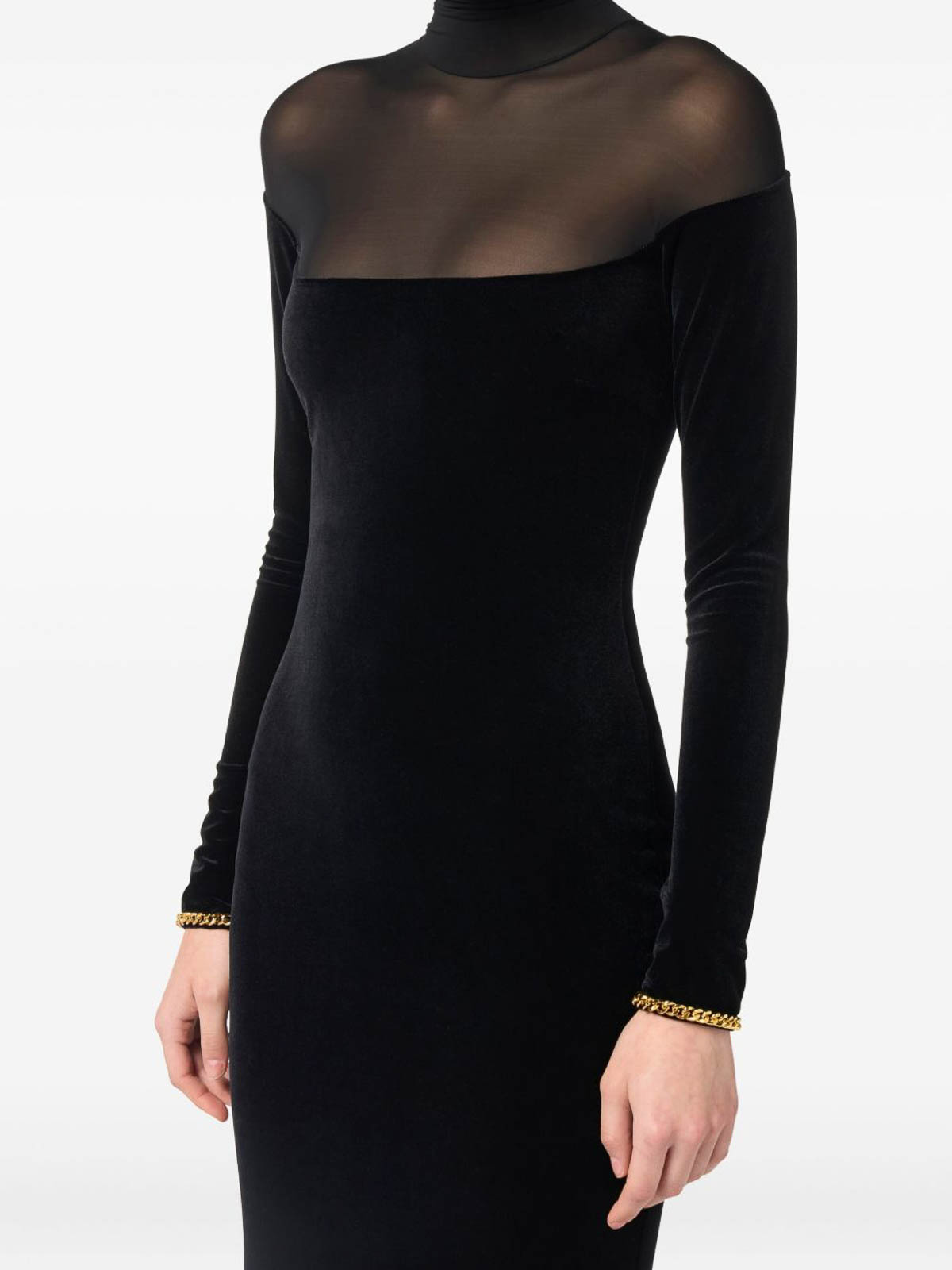 Elisabetta Franchi Long Velvet Dress In Multi