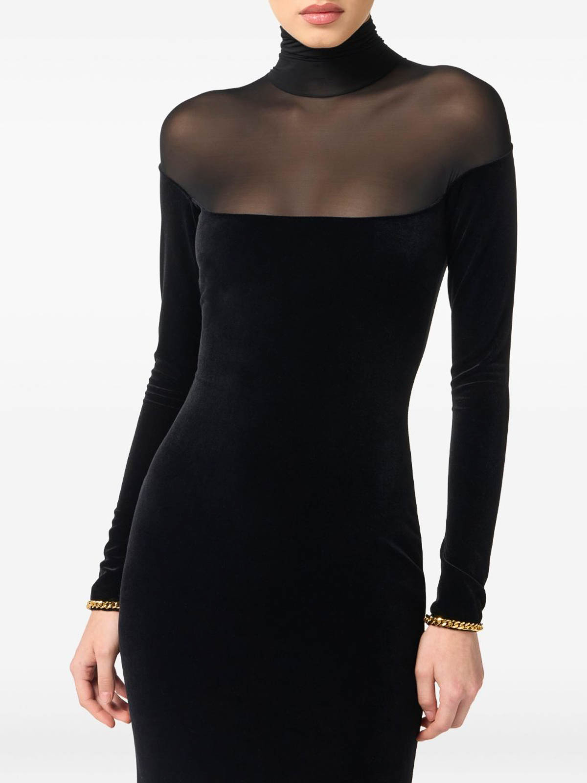 Elisabetta Franchi Long Velvet Dress In Multi