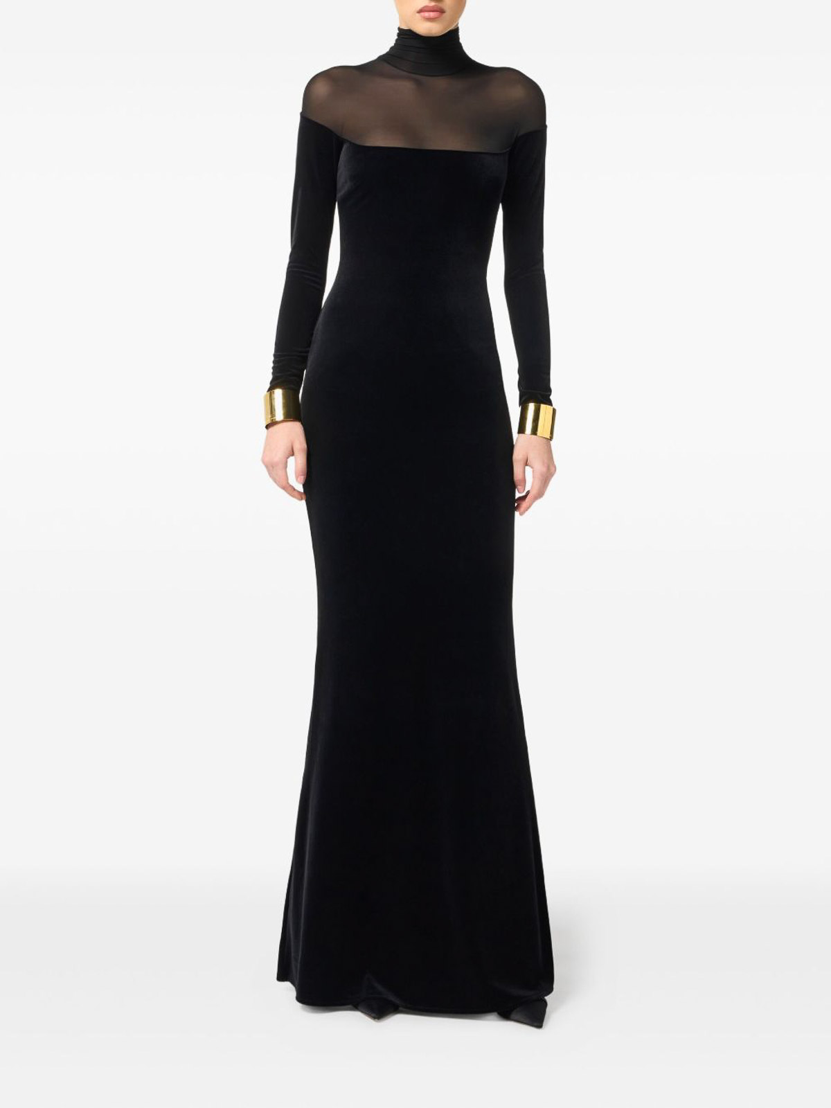 Elisabetta Franchi Long Velvet Dress In Multi