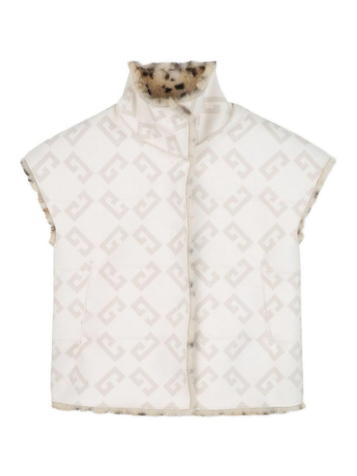 Givenchy Kids Gilet With Leopard Print Faux Fur Lining In White
