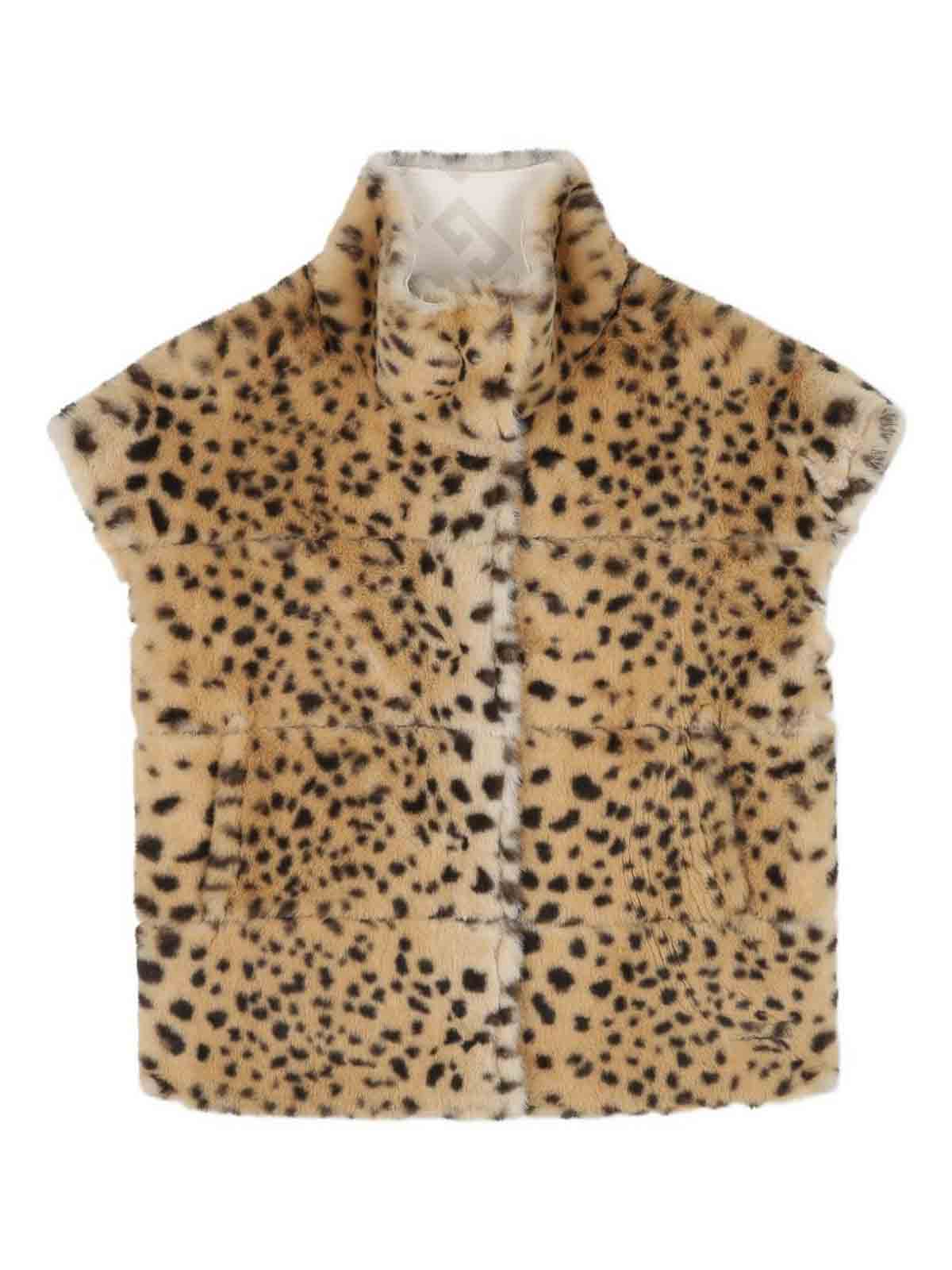 Givenchy Kids Gilet With Leopard Print Faux Fur Lining In White