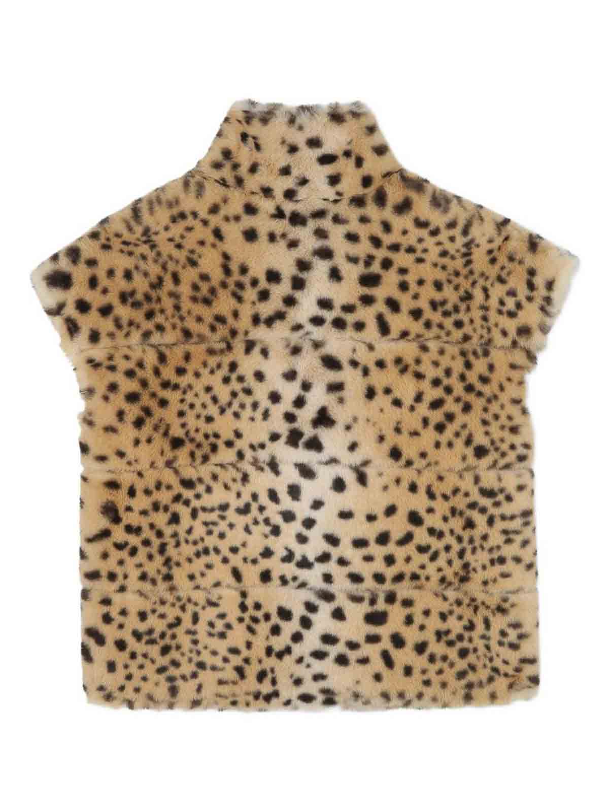 Givenchy Kids Gilet With Leopard Print Faux Fur Lining In White