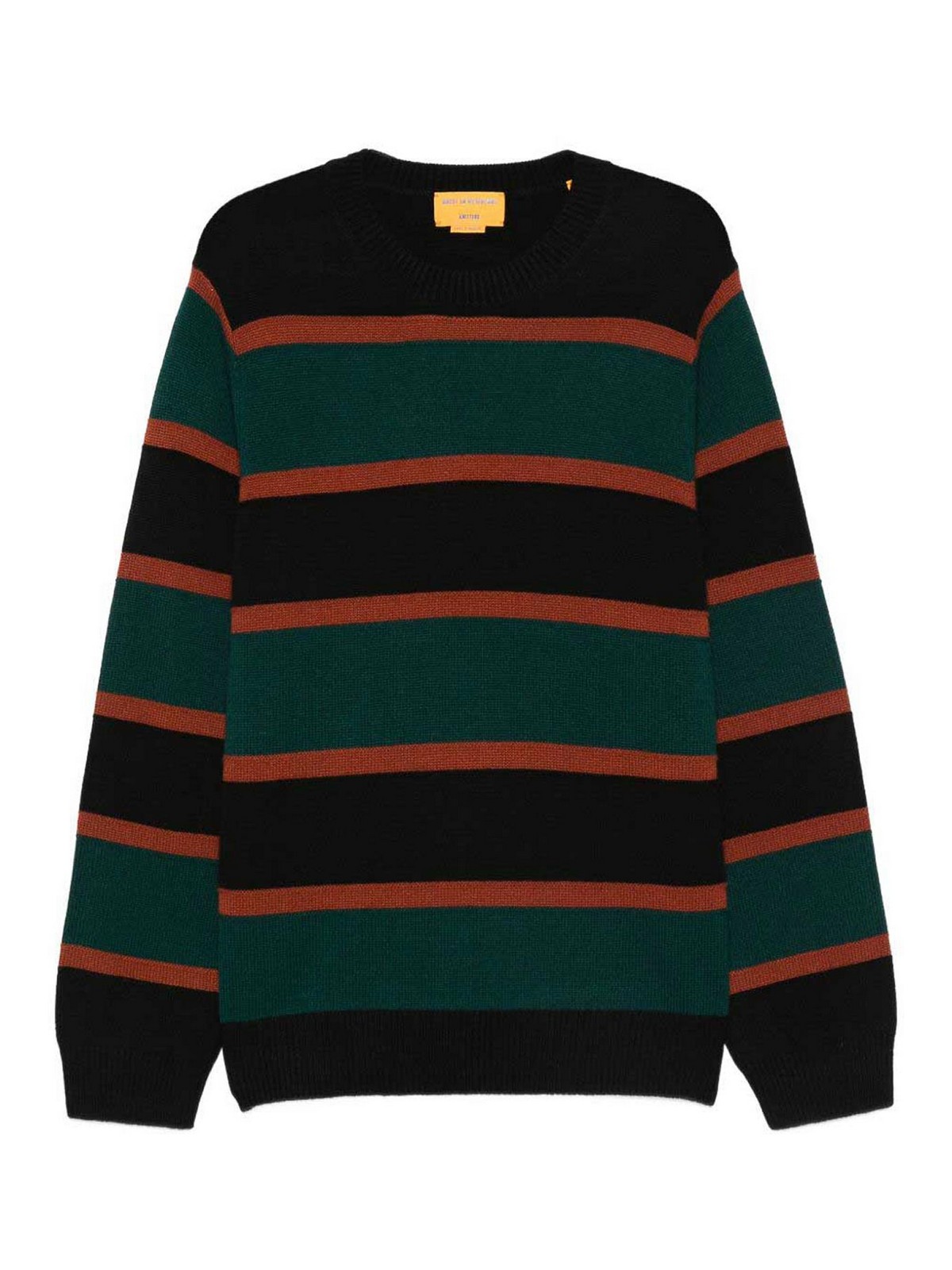 Guest In Residence Striped Cashmere Crew Neck Sweater In Black