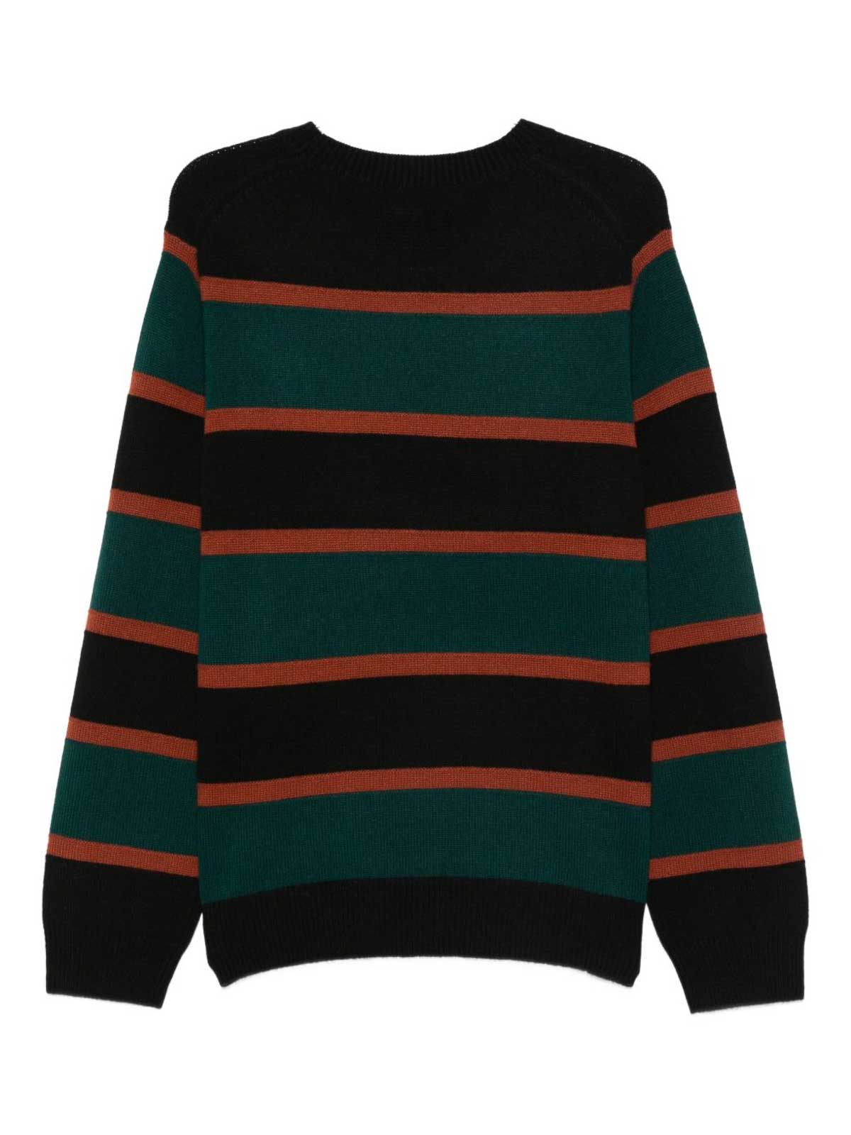Guest In Residence Striped Cashmere Crew Neck Sweater In Black
