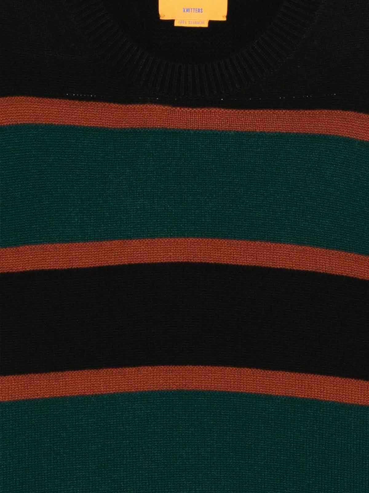 Guest In Residence Striped Cashmere Crew Neck Sweater In Black