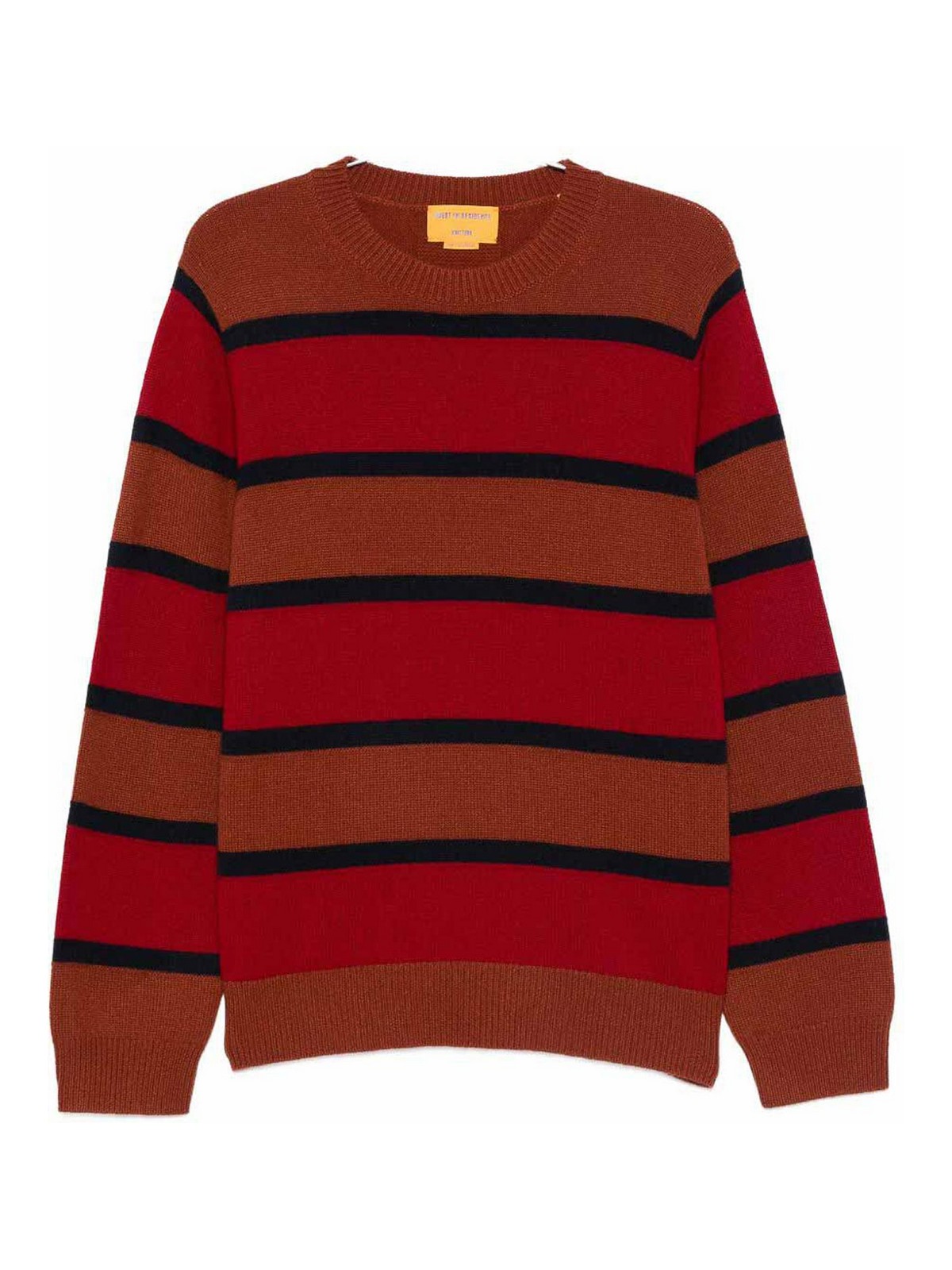 Guest In Residence Striped Cashmere Crew Neck Sweater In Brown