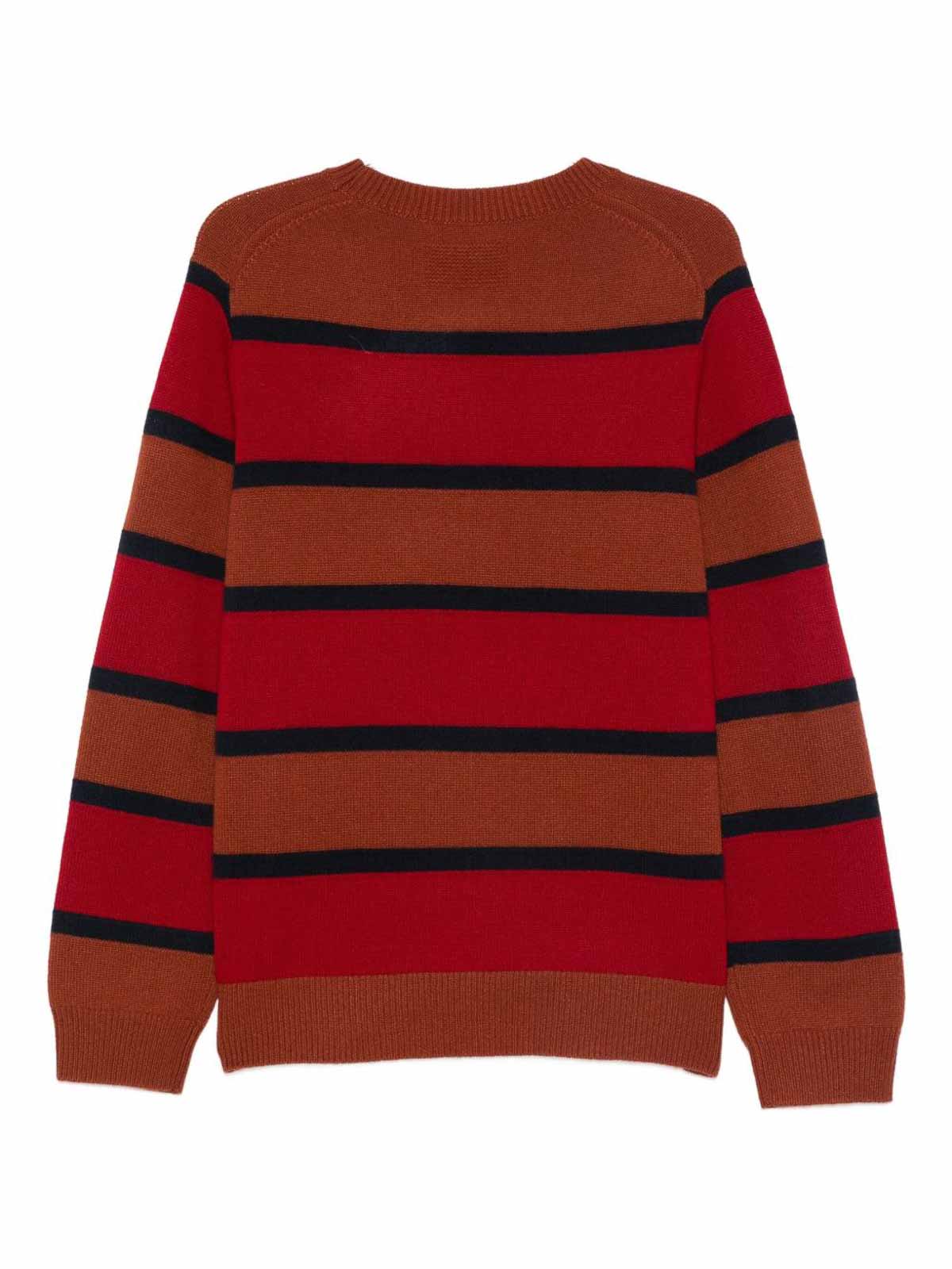 Guest In Residence Striped Cashmere Crew Neck Sweater In Brown
