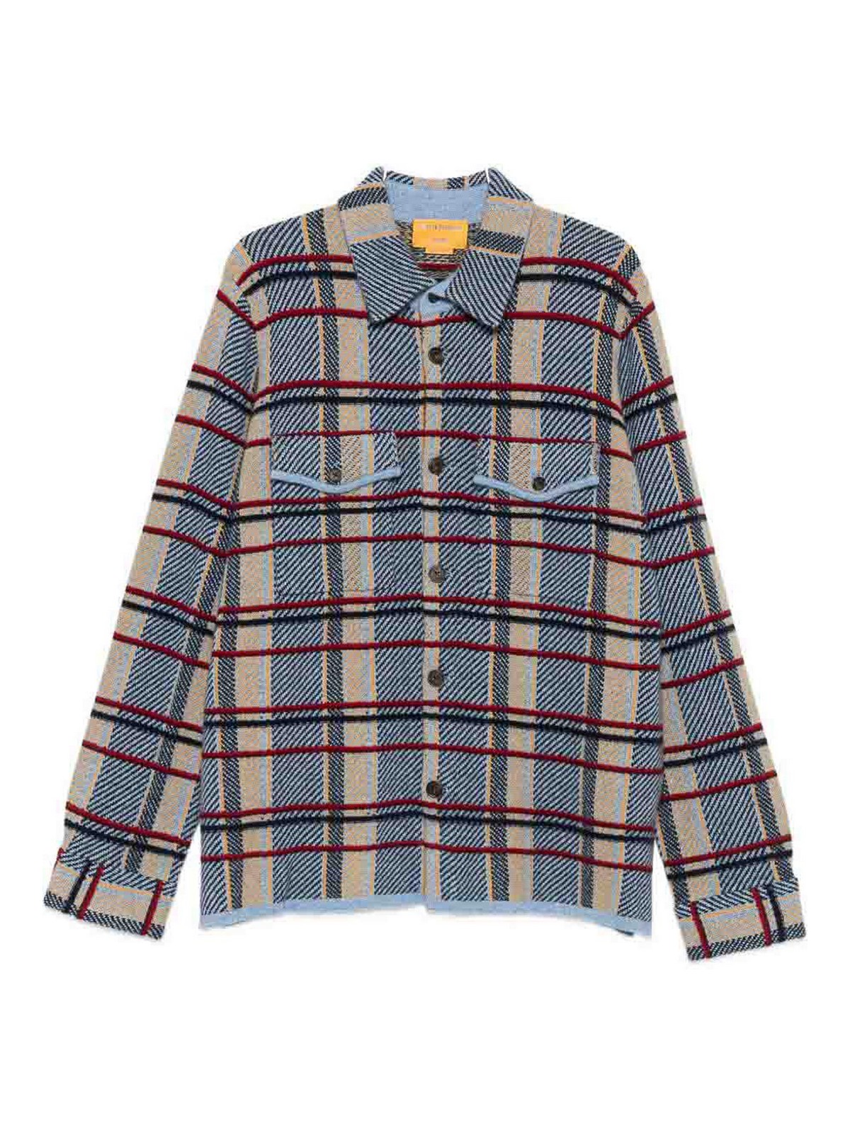 Guest In Residence Plaid Work Shirt With Structured Collar In Blue