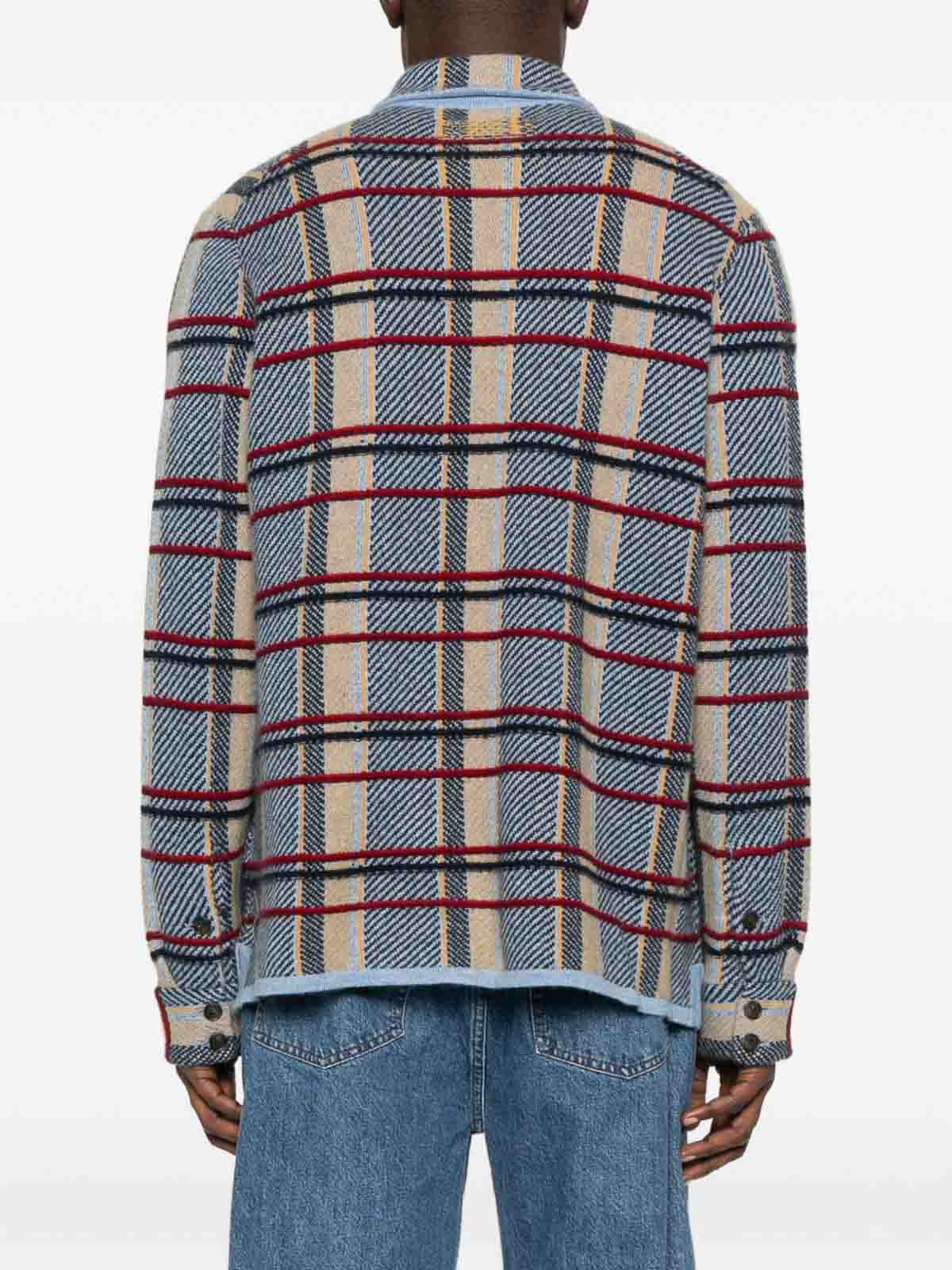 Guest In Residence Plaid Work Shirt With Structured Collar In Blue