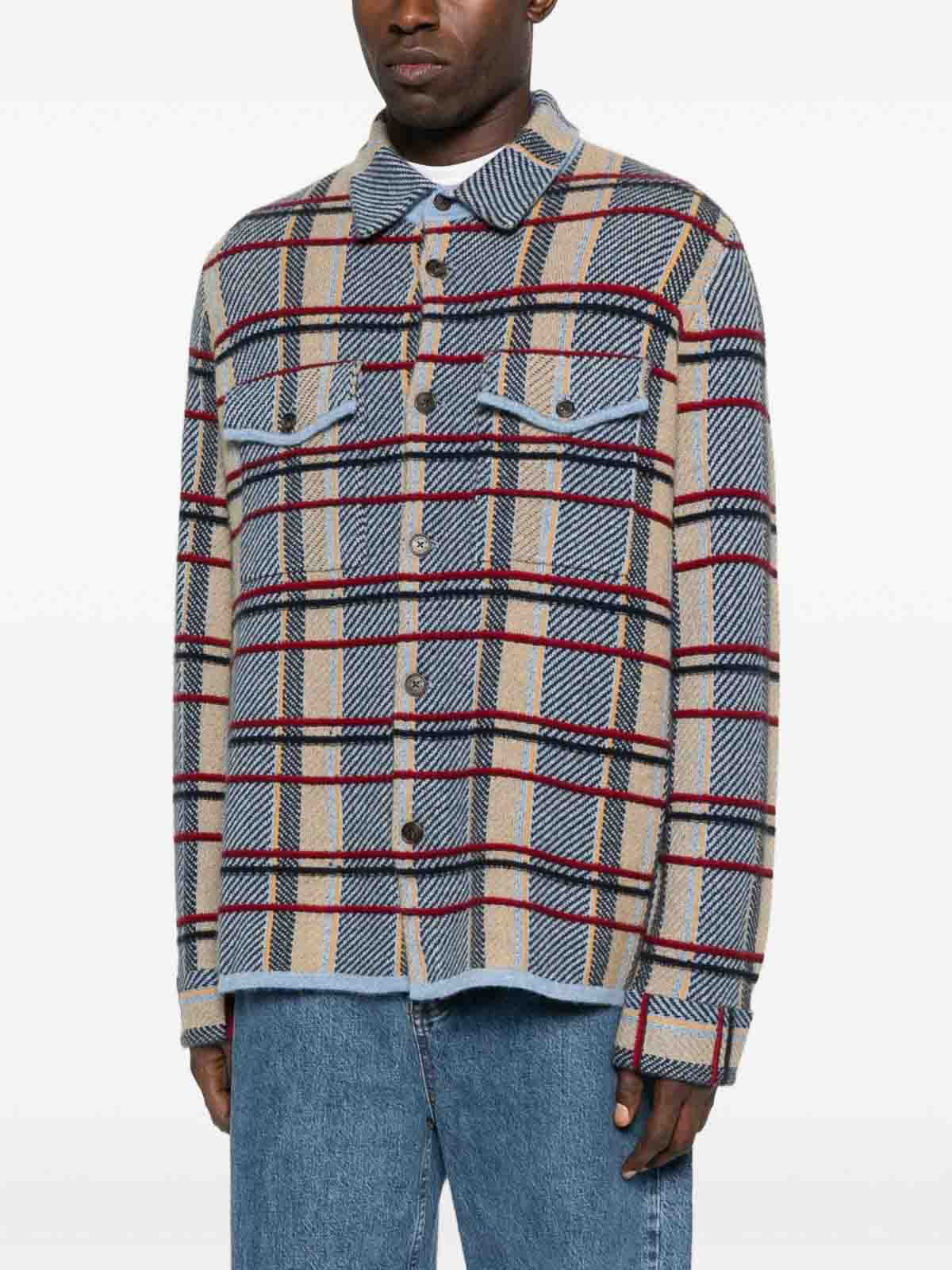 Guest In Residence Plaid Work Shirt With Structured Collar In Blue