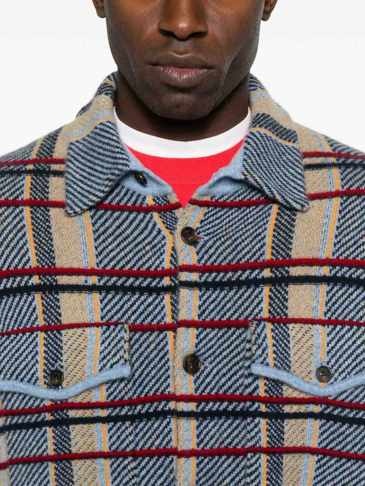 Guest In Residence Plaid Work Shirt With Structured Collar In Blue