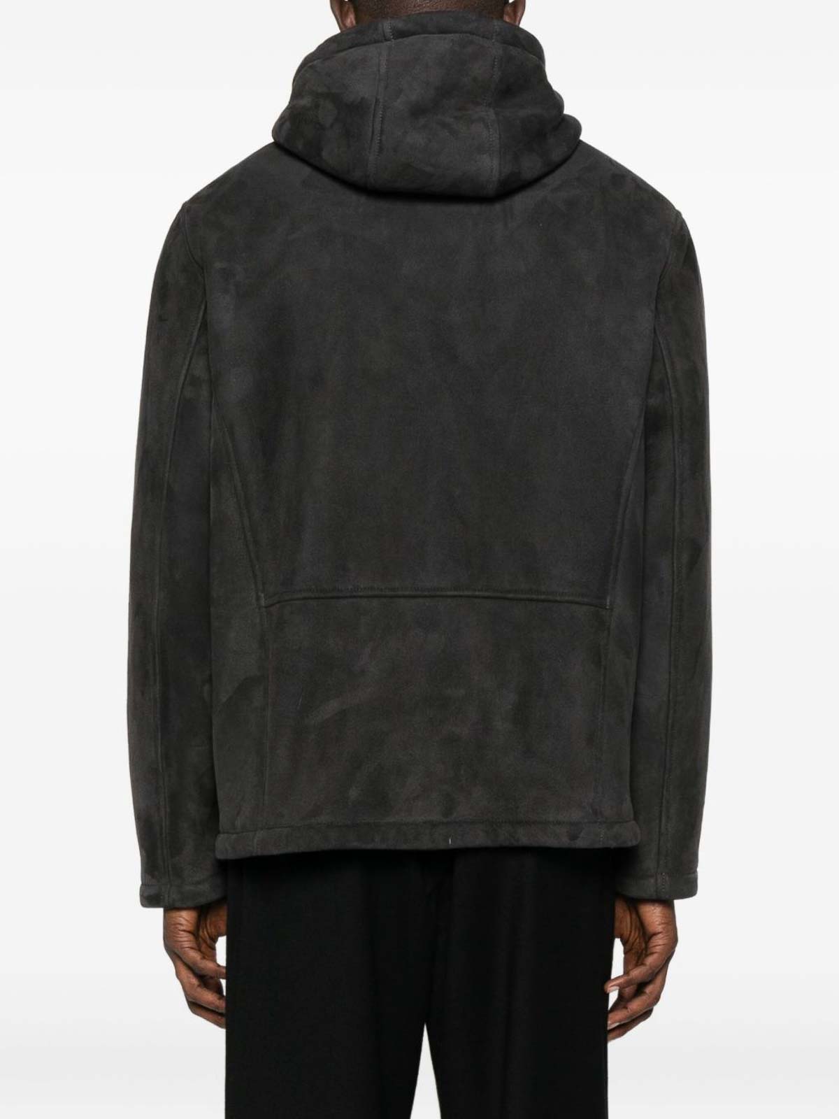 Lardini Giacche Grigio Lambskin Jacket In Black