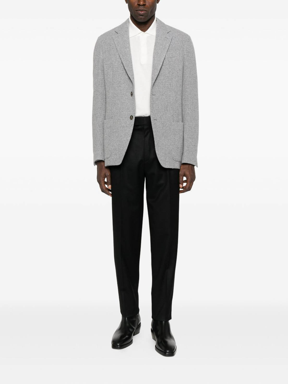 Lardini Grey Tailored Blazer With Wool-cashmere Blend In Gray
