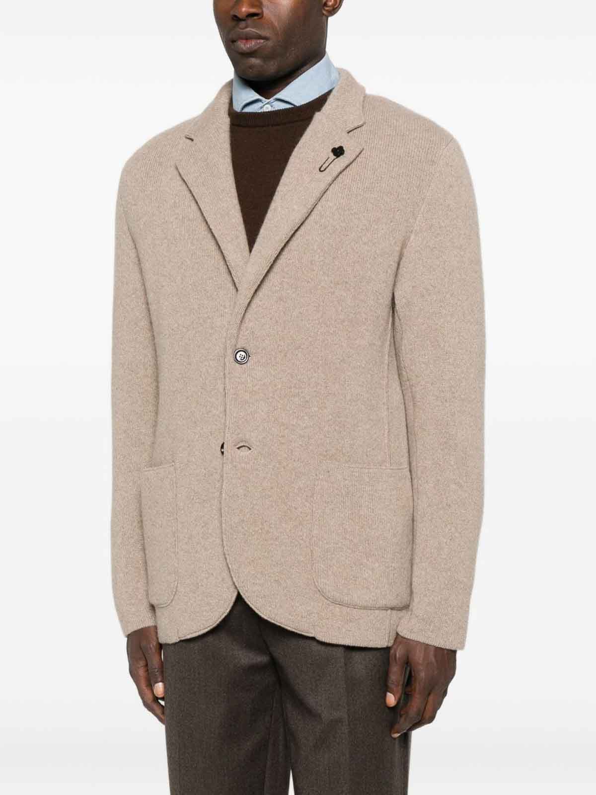 Lardini Beige Cashmere Blazer With Tailored Fit In Brown