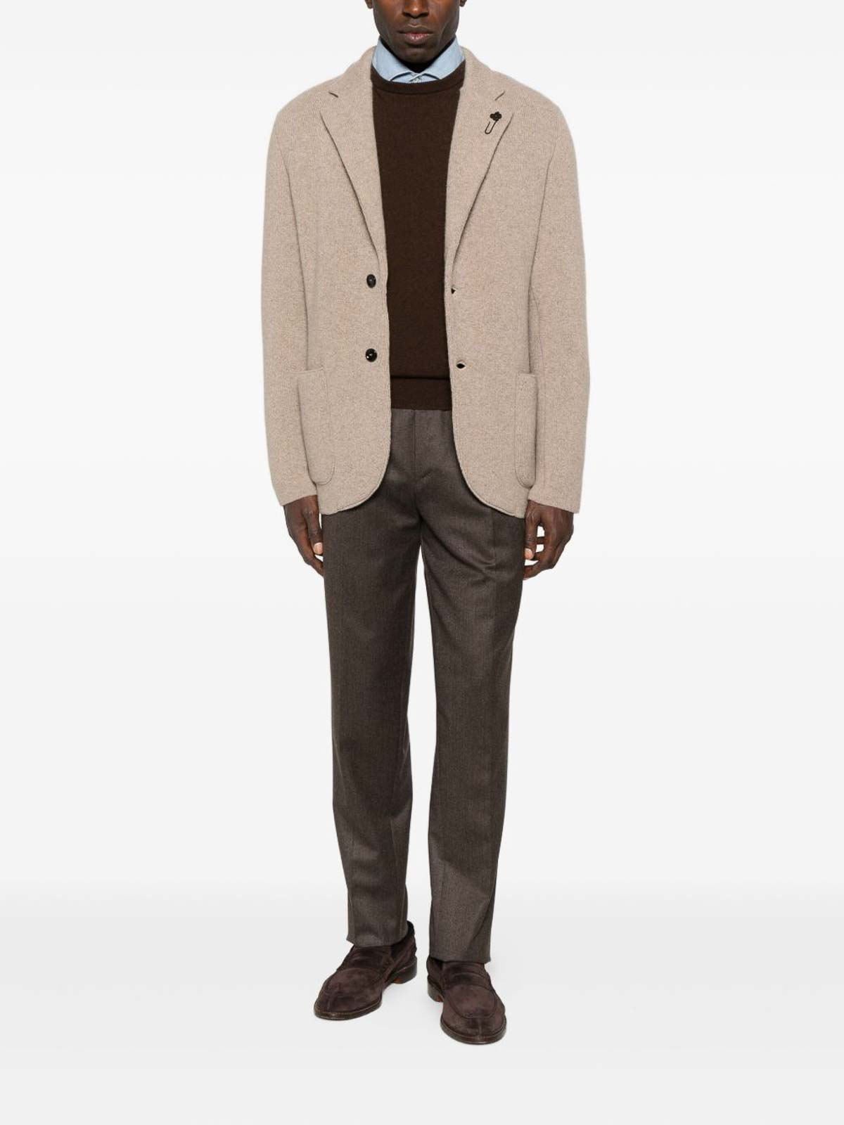 Lardini Beige Cashmere Blazer With Tailored Fit In Brown