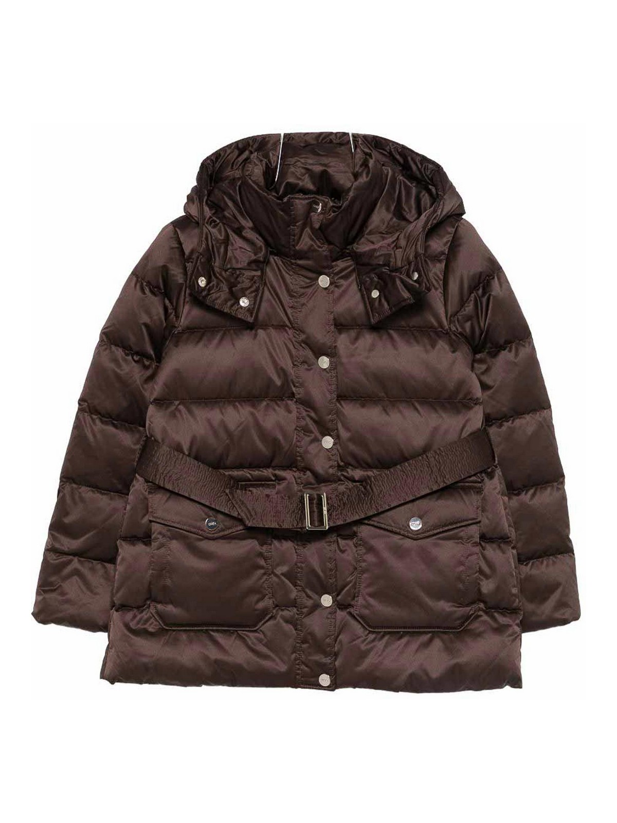 Liu •jo Belted Down Jacket In Brown