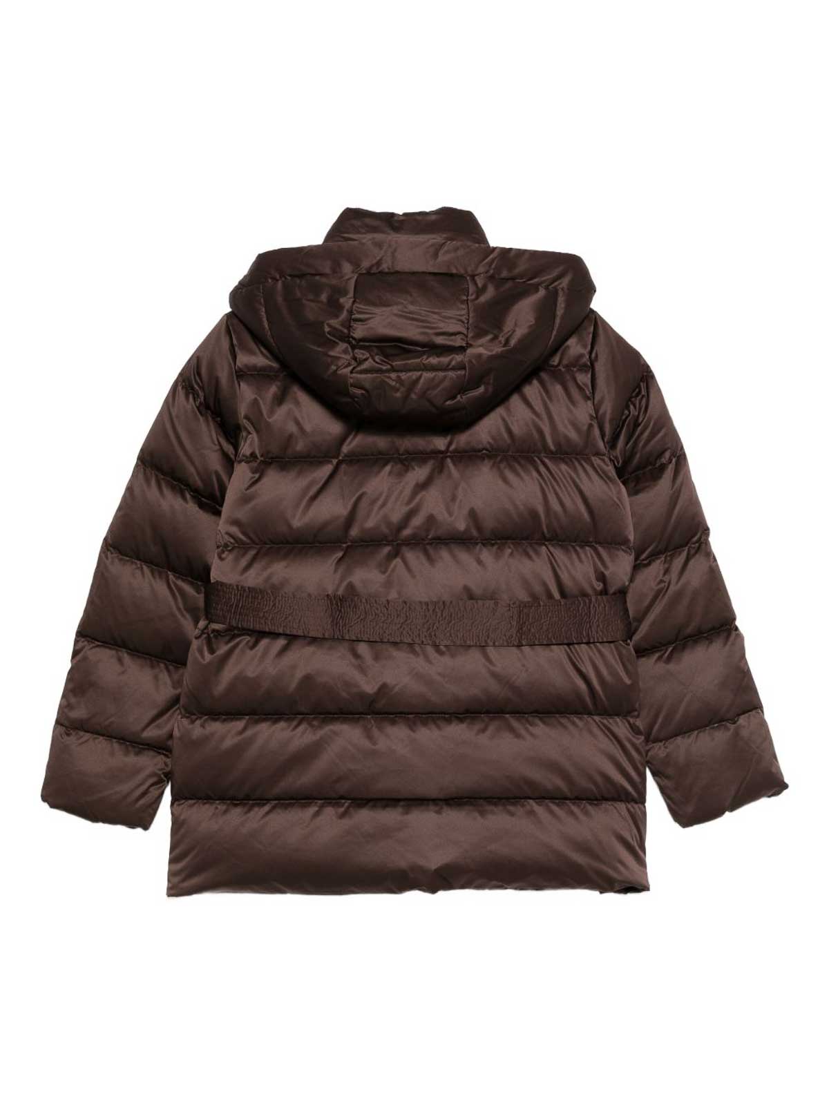 Liu •jo Belted Down Jacket In Brown