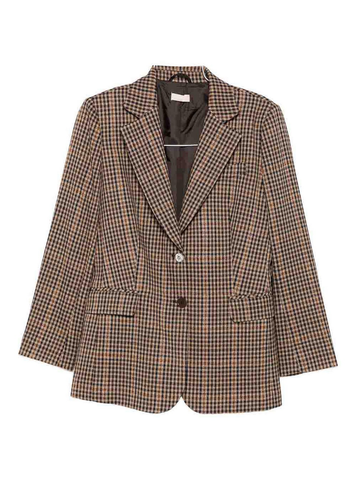 Liu •jo Tailored Checkered Jacket With Notched Lapel In Multi