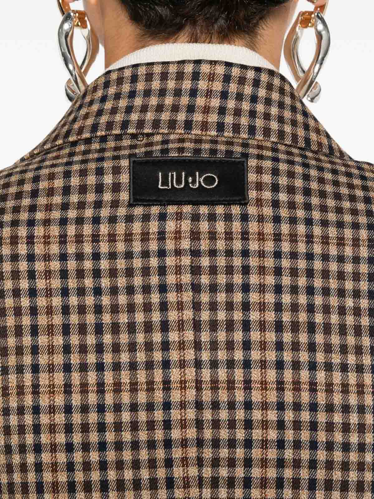 Liu •jo Tailored Checkered Jacket With Notched Lapel In Multi