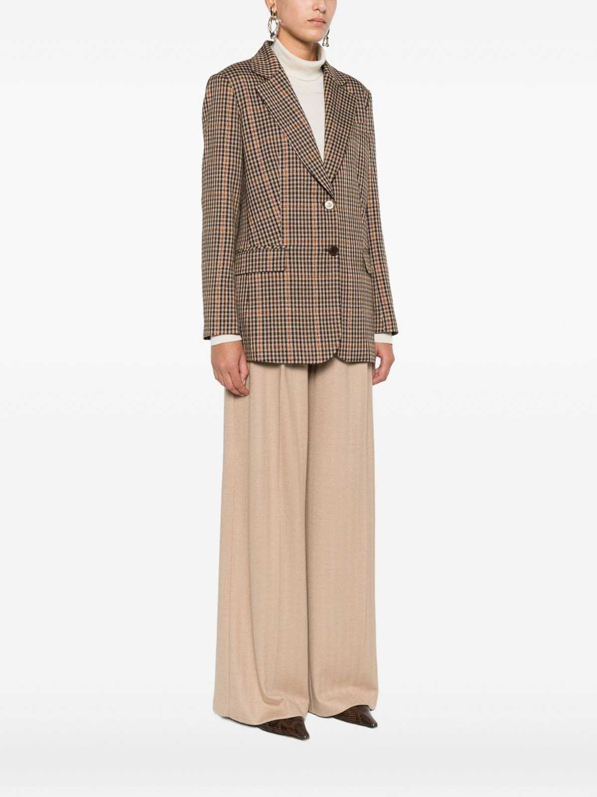 Liu •jo Tailored Checkered Jacket With Notched Lapel In Multi