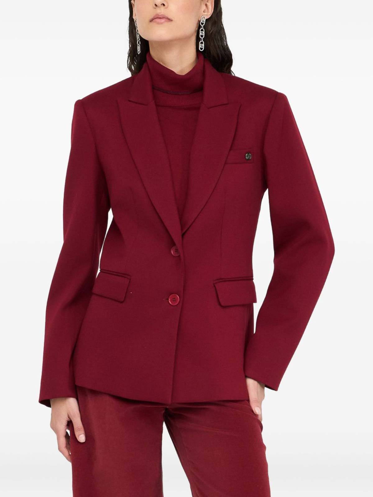 Liu •jo Gemstone-embellished Two-button Blazer In Gray