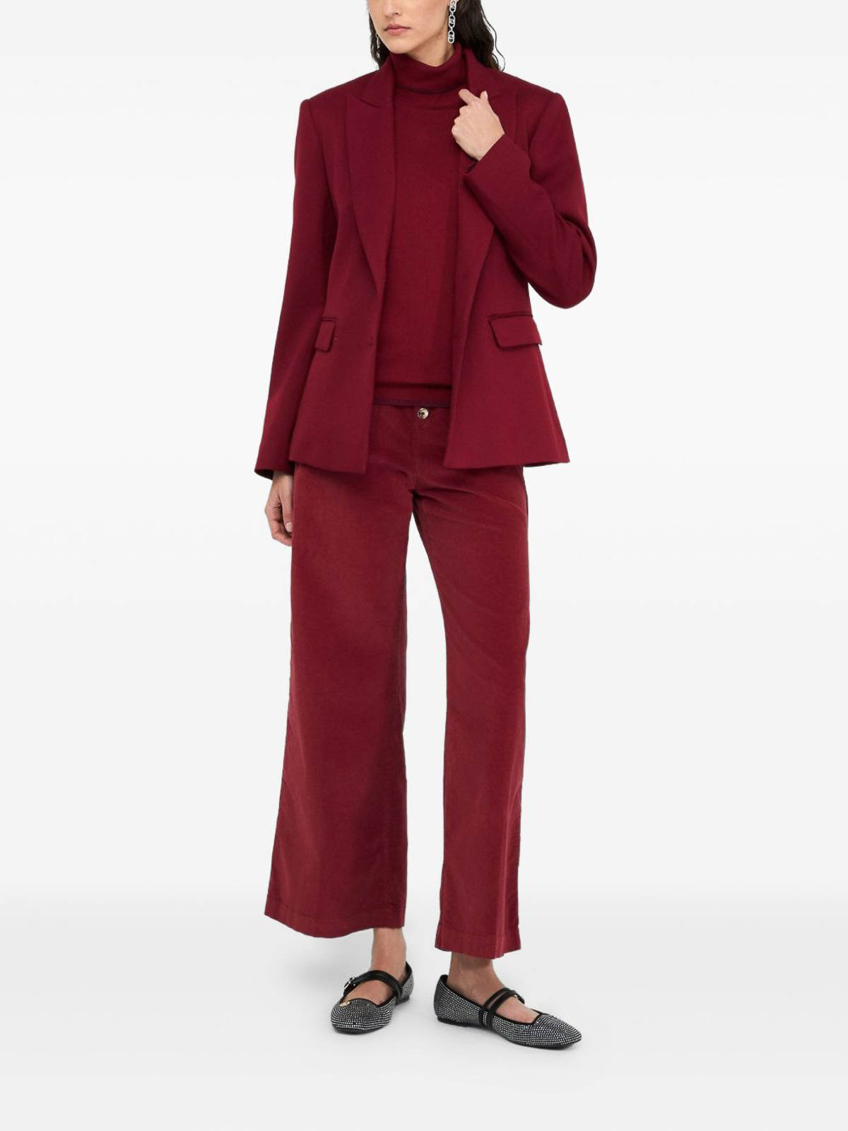 Liu •jo Gemstone-embellished Two-button Blazer In Gray