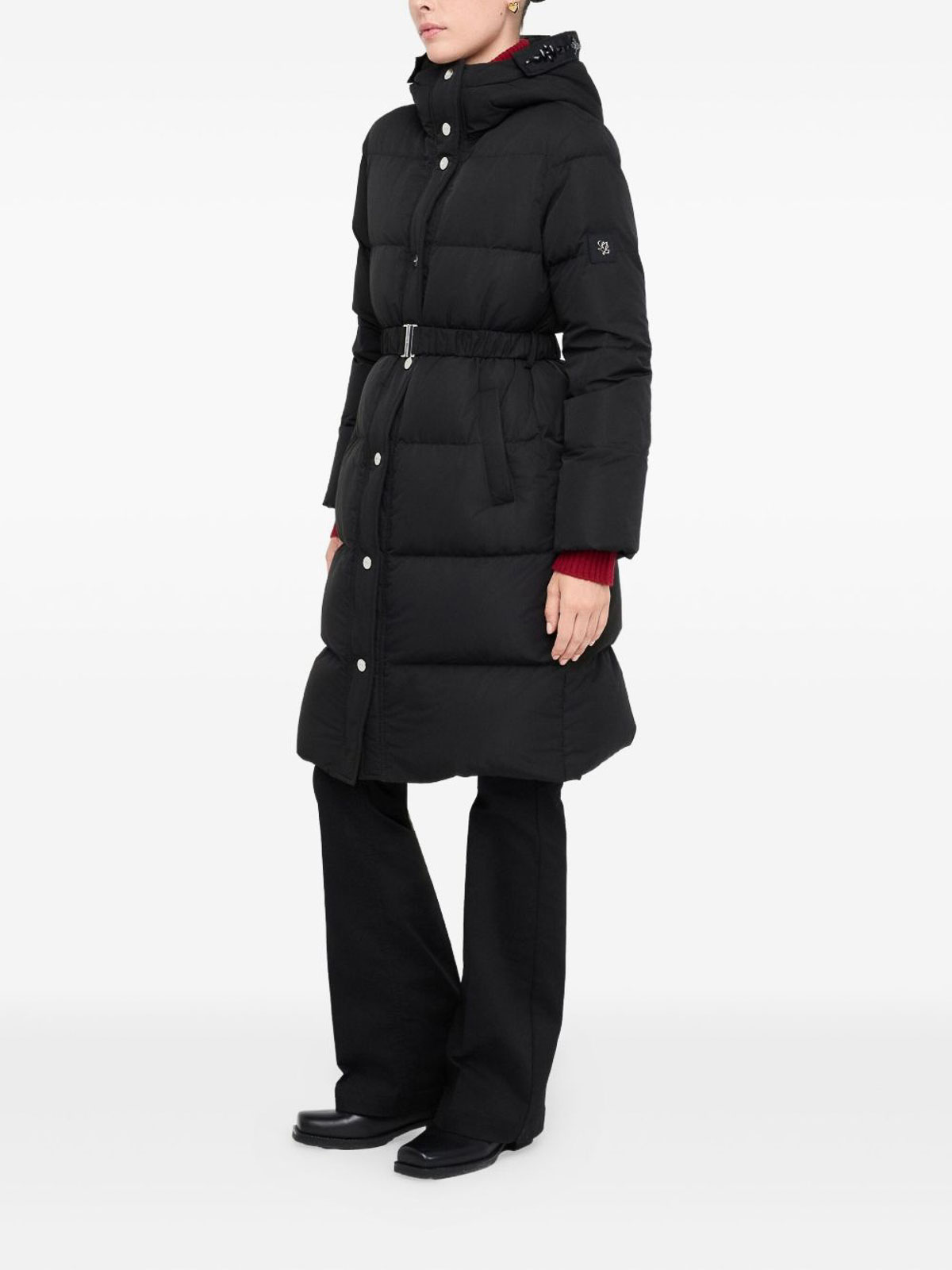 Liu •jo Quilted Bejewelled Longline Jacket In Black