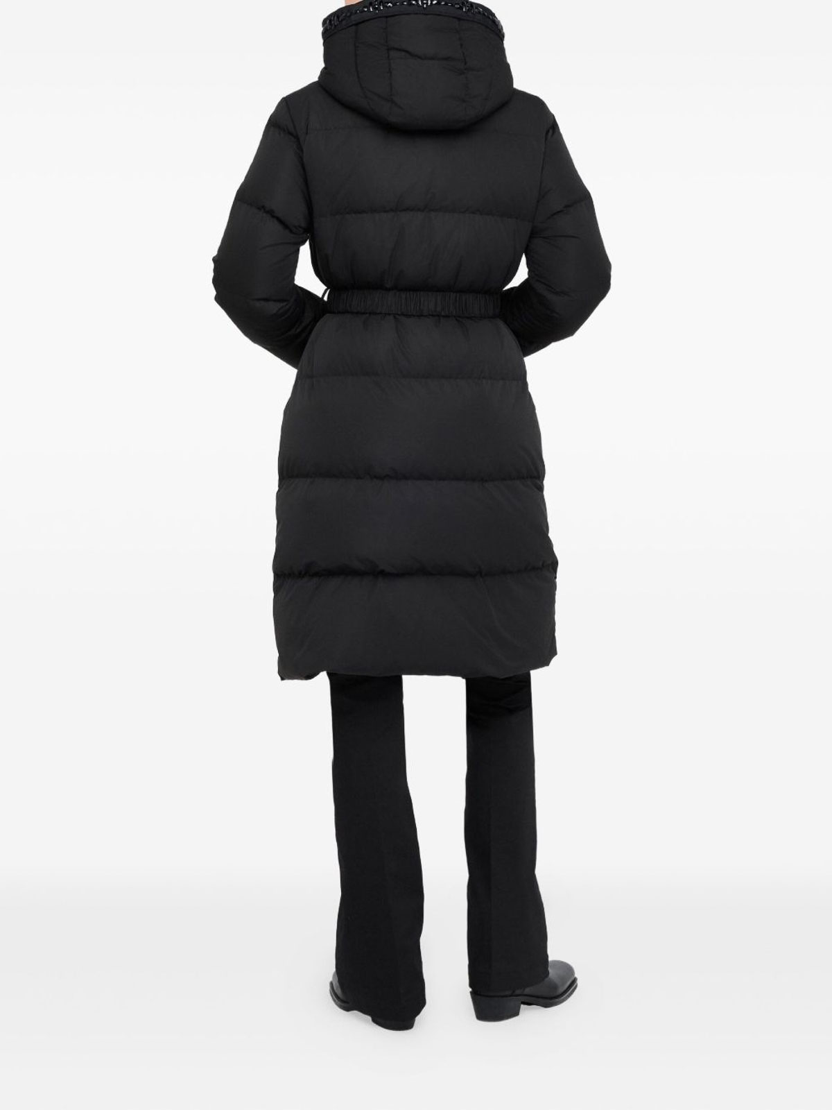 Liu •jo Quilted Bejewelled Longline Jacket In Black