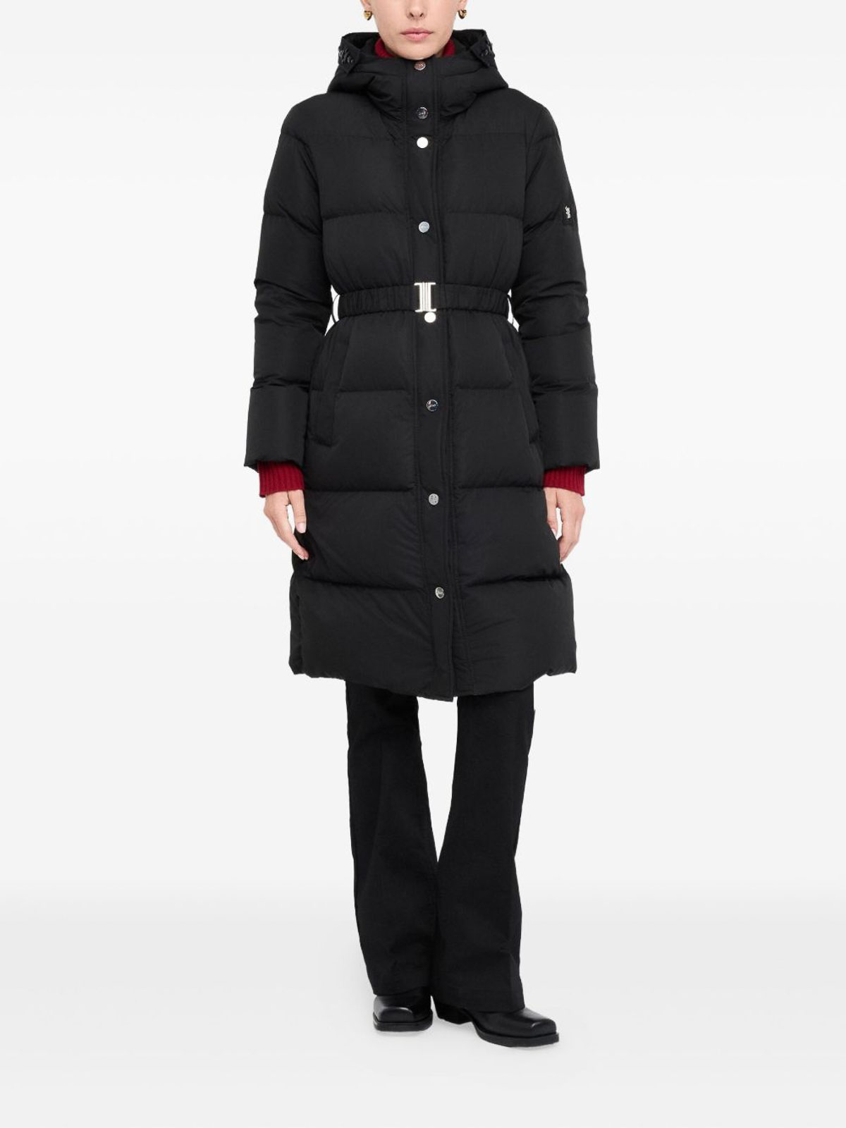 Liu •jo Quilted Bejewelled Longline Jacket In Black