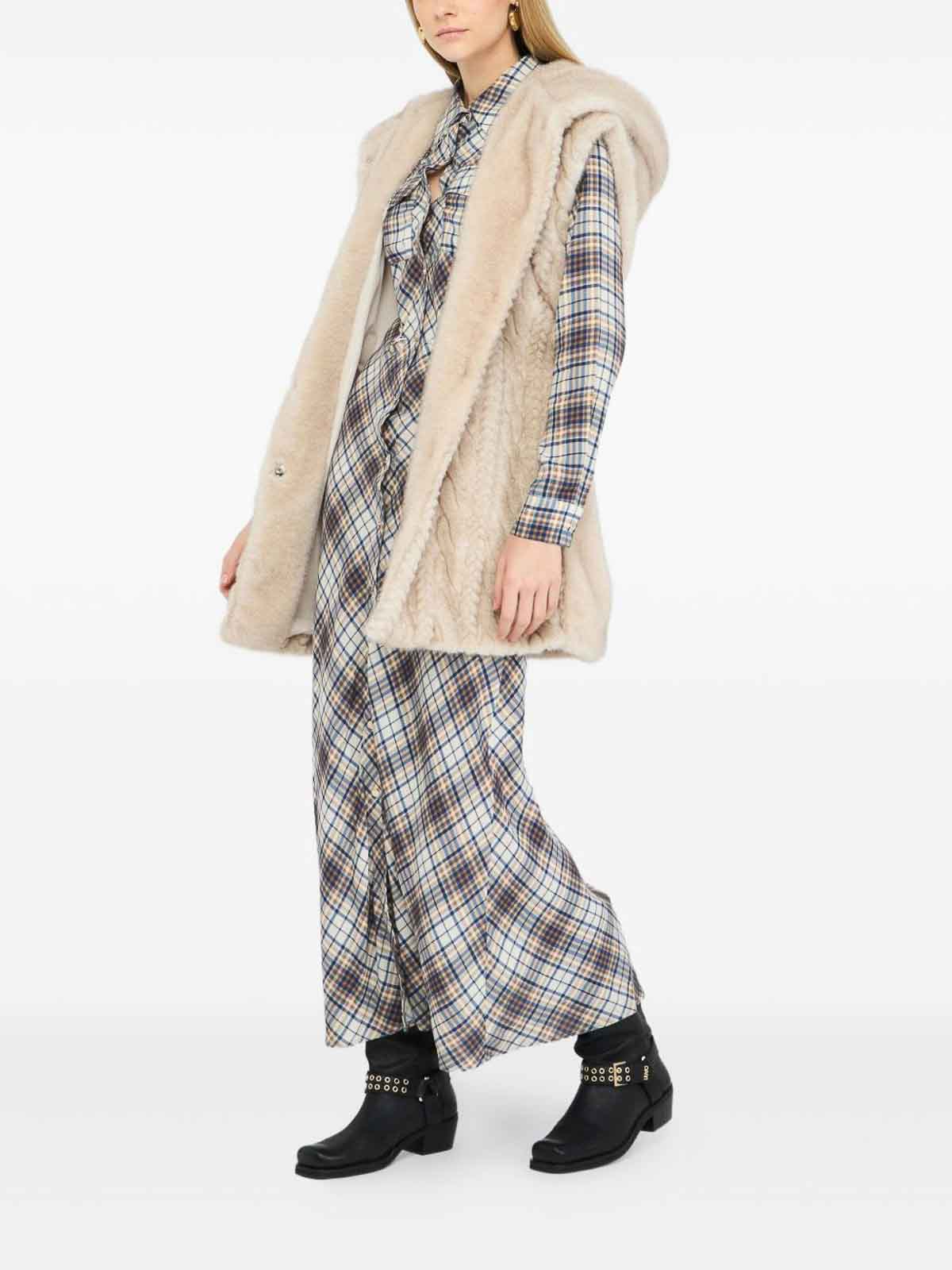 Liu •jo Beige Sleeveless Jacket With Cable Knit Front In Neutral