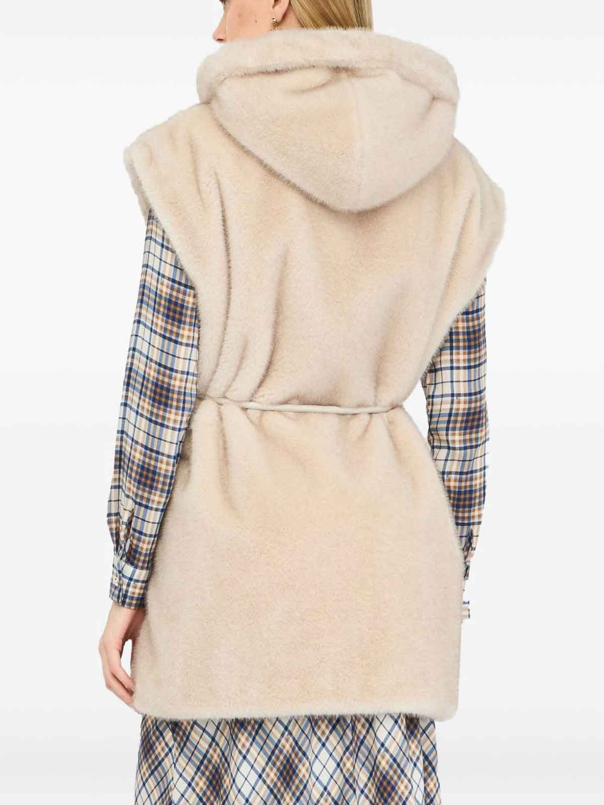 Liu •jo Beige Sleeveless Jacket With Cable Knit Front In Neutral