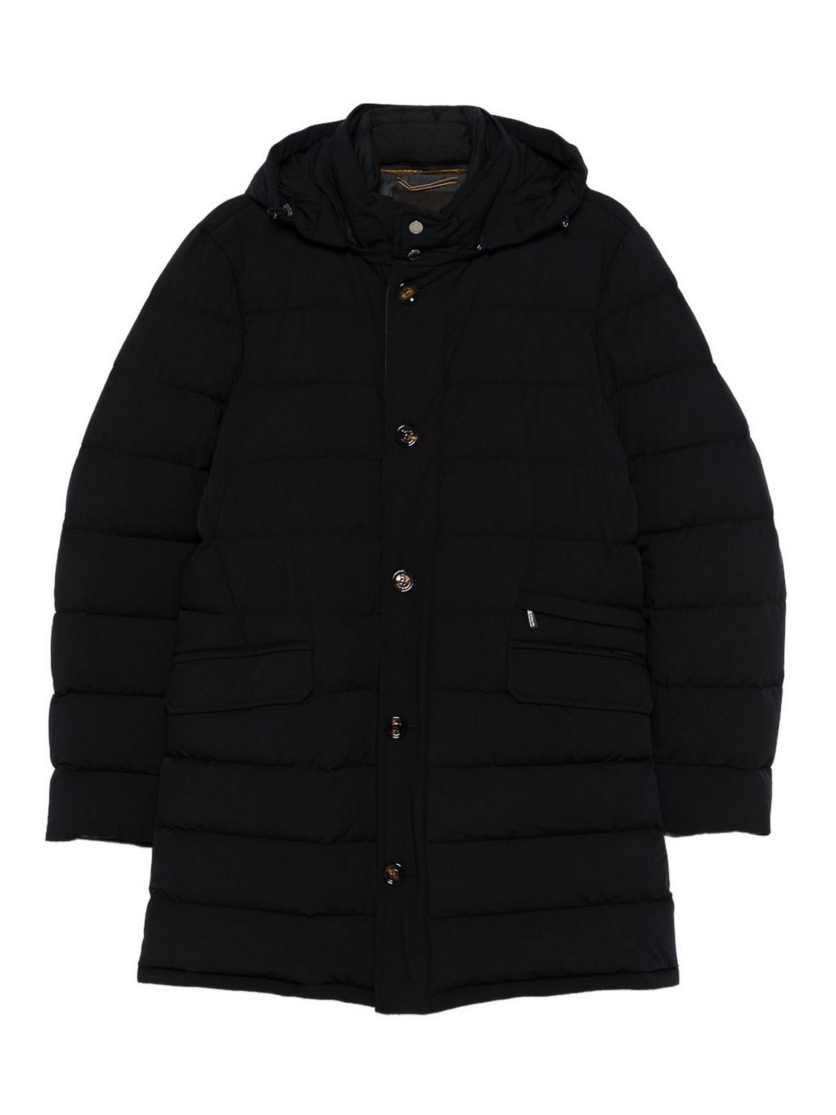 Moorer Tailored Blue Coat With Quilted Design In Black