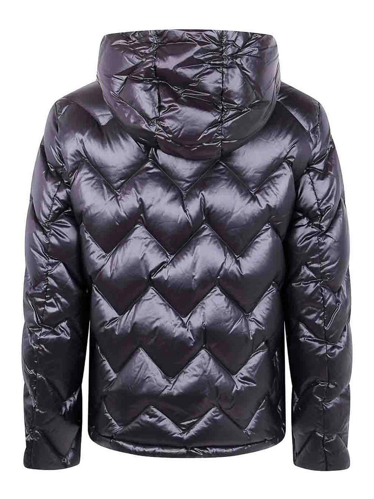 Peuterey Chevron Quilted Puffer Jacket With Hood In Black