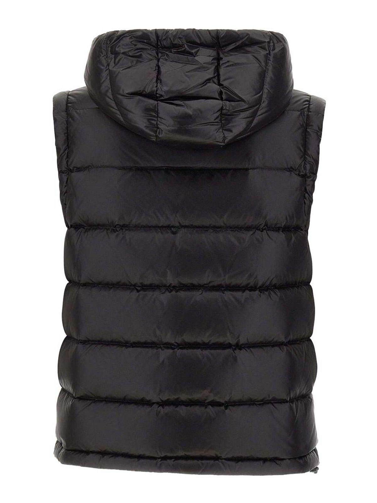 Peuterey Hooded Padded Vest With Horizontal Quilting In Black