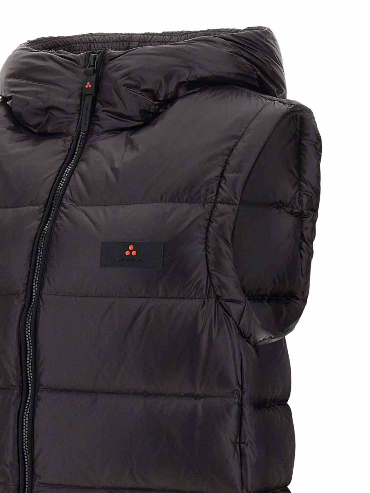 Peuterey Hooded Padded Vest With Horizontal Quilting In Black