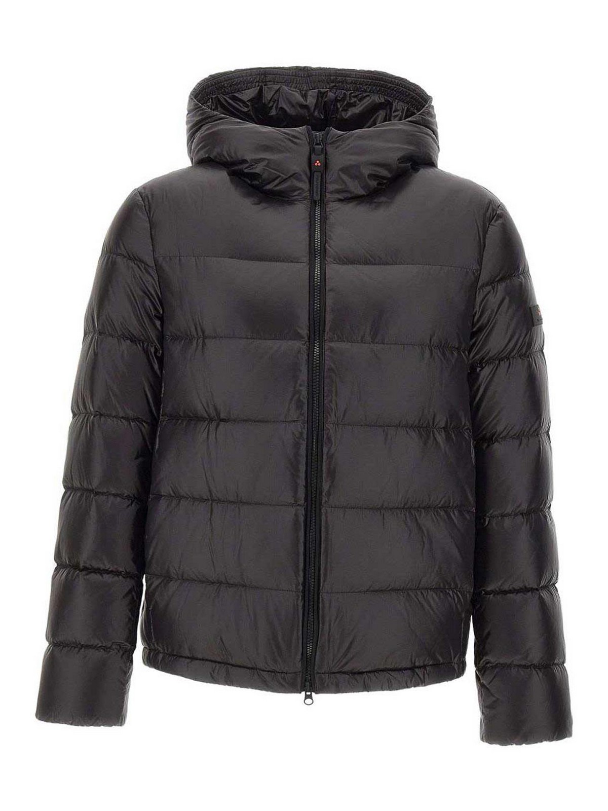 Peuterey Quilted Black Jacket With Padded Hood In Black