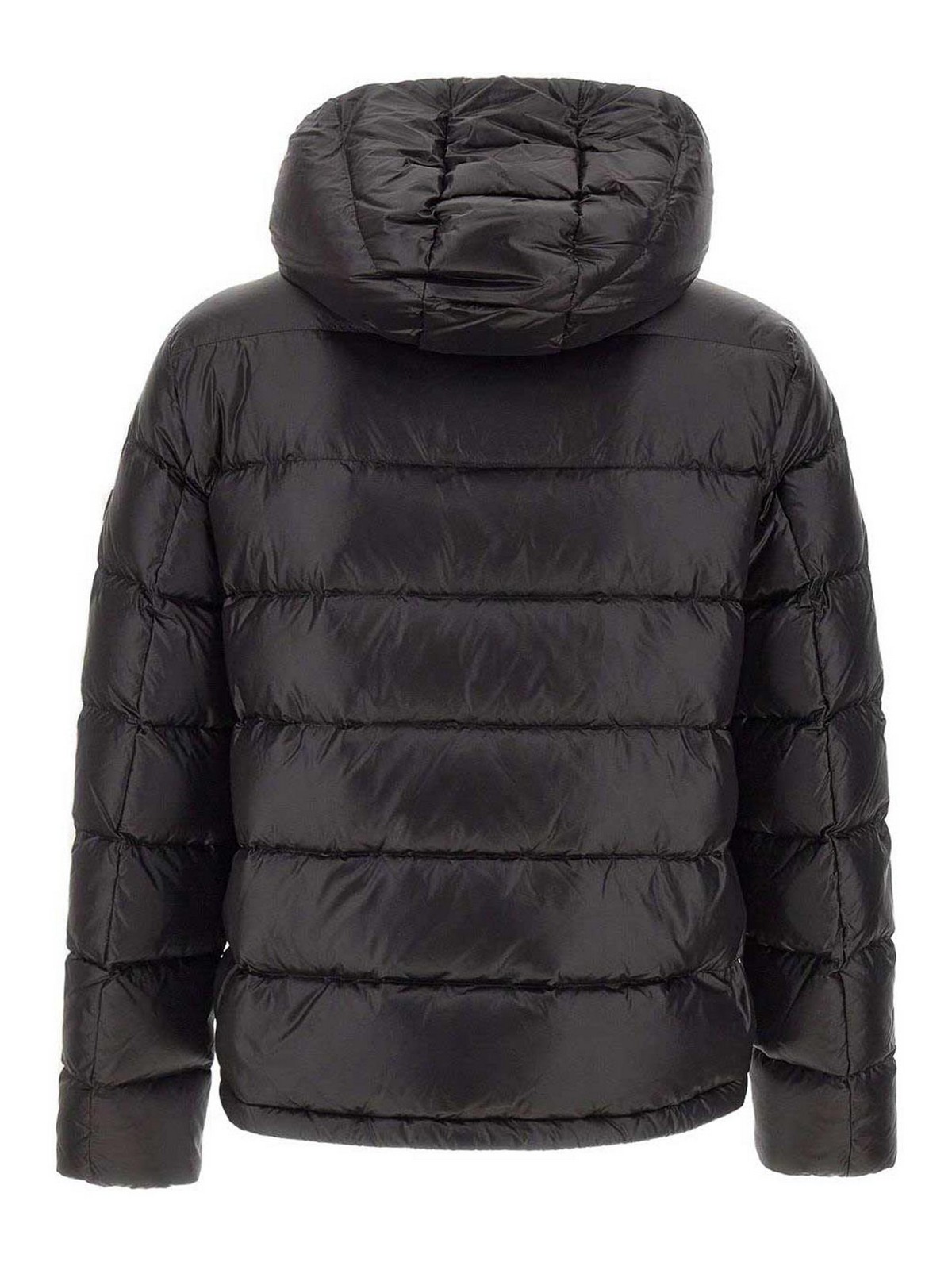 Peuterey Quilted Black Jacket With Padded Hood In Black