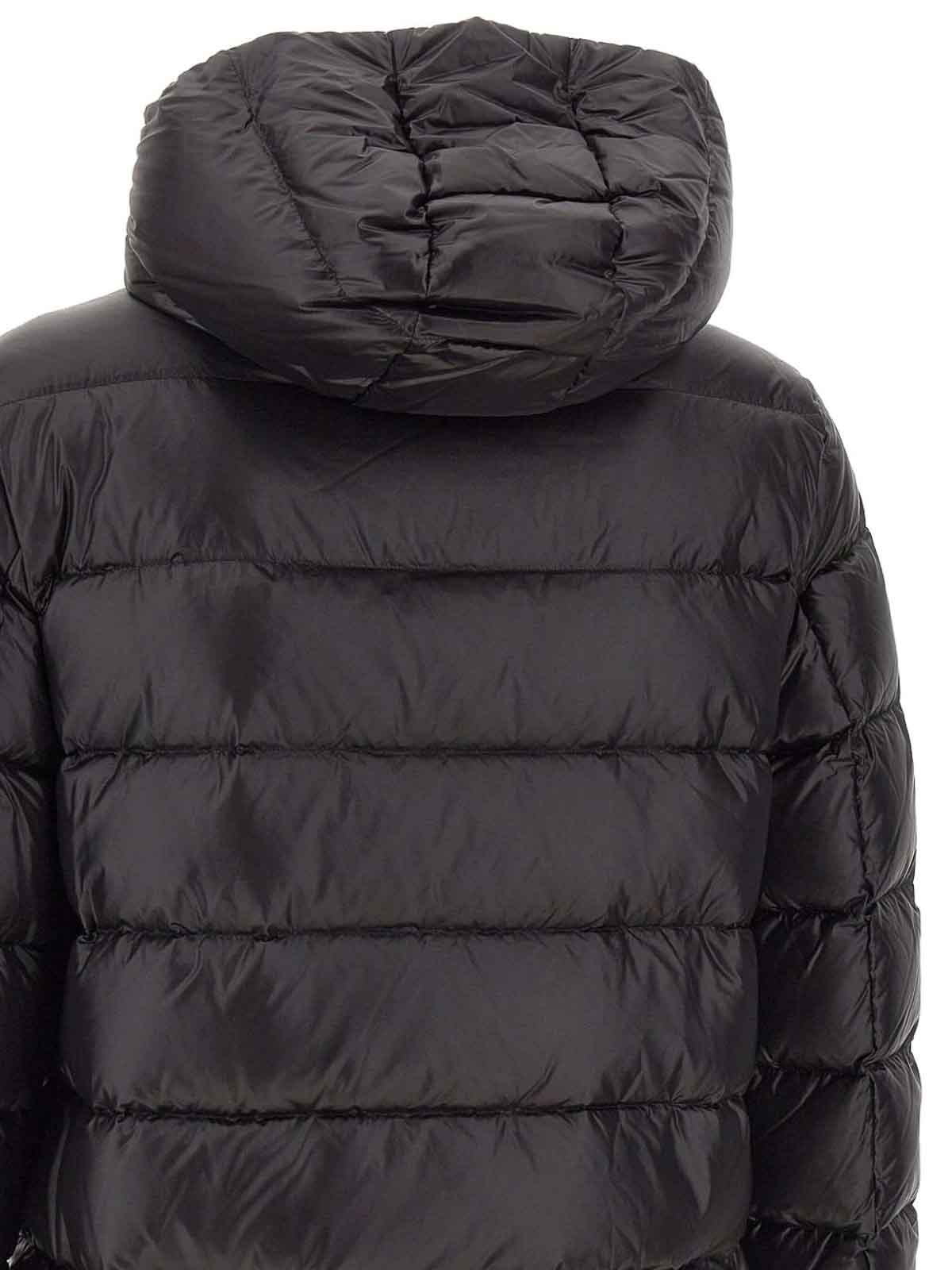 Peuterey Quilted Black Jacket With Padded Hood In Black