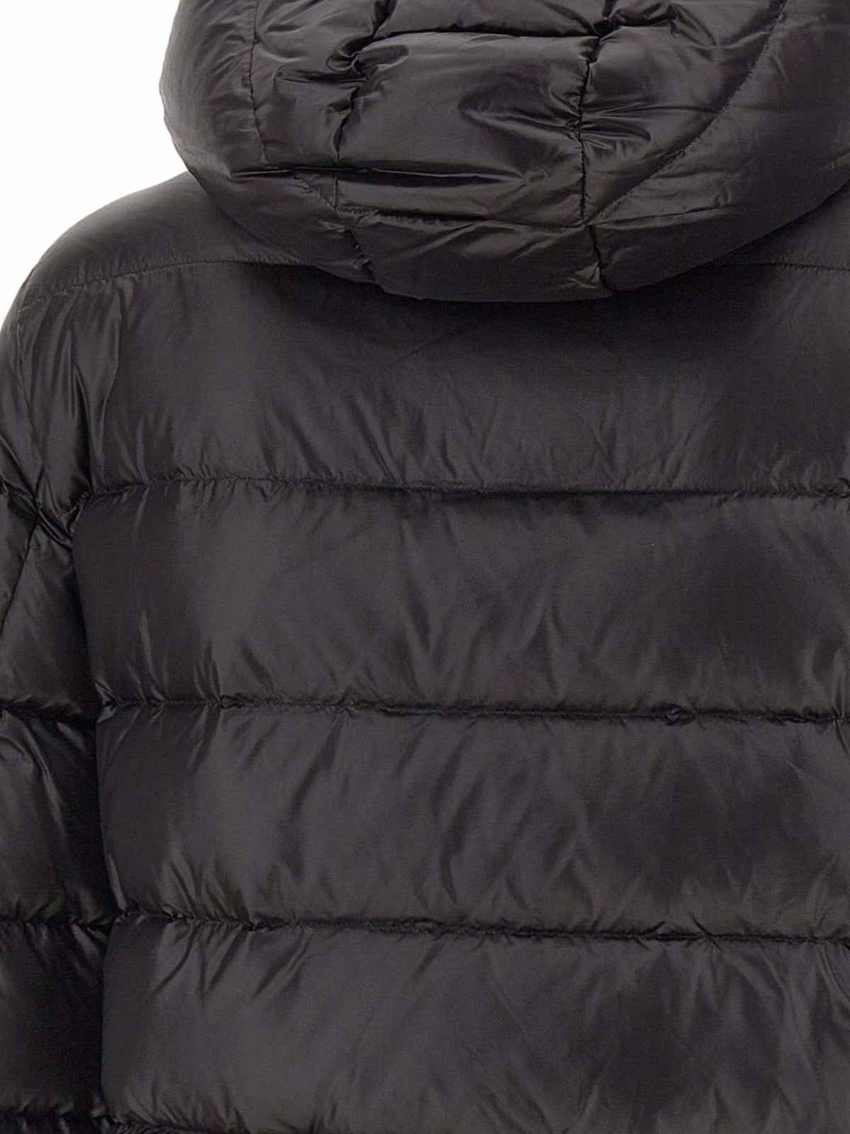 Peuterey Quilted Black Jacket With Padded Hood In Black