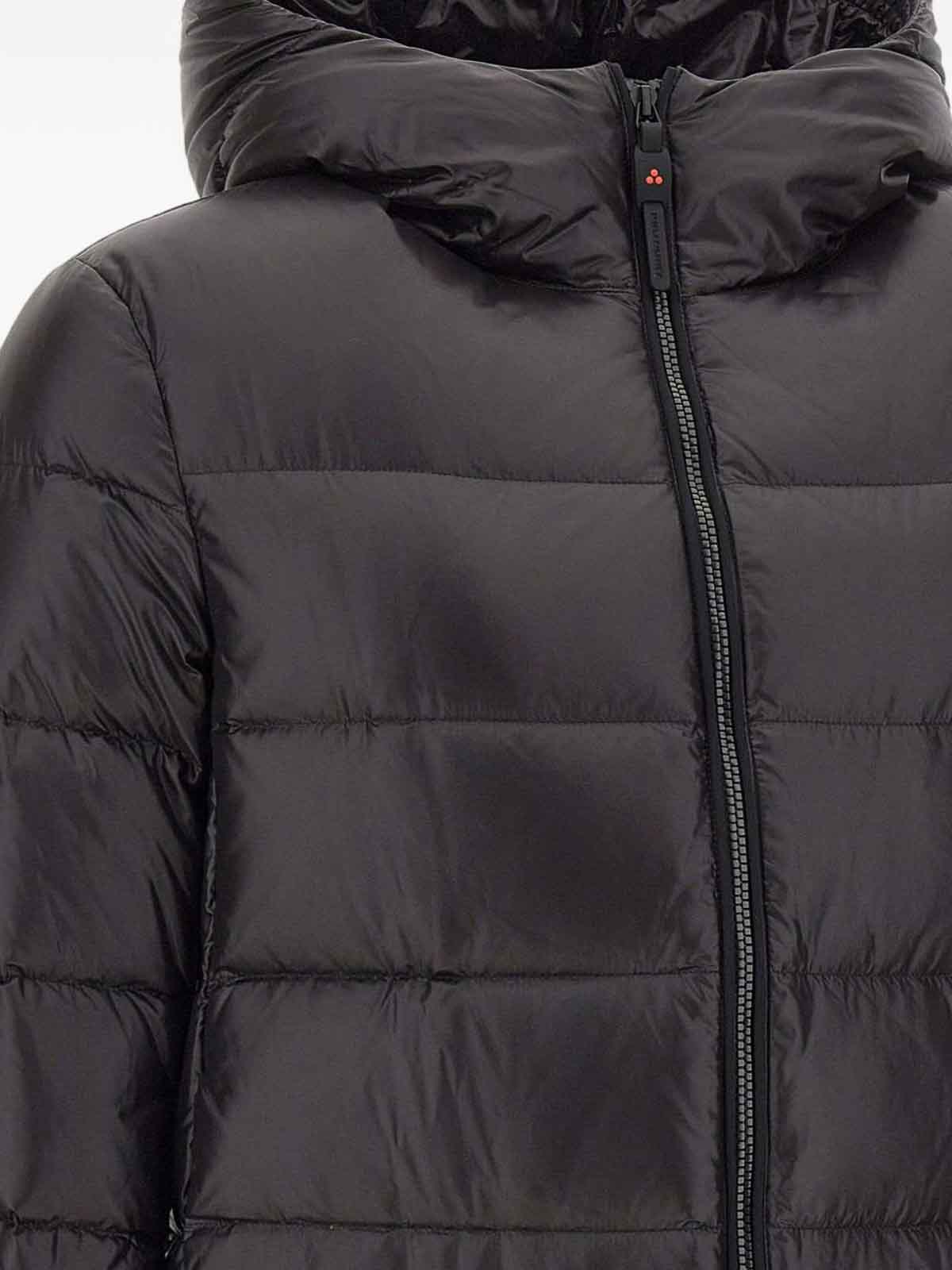 Peuterey Quilted Black Jacket With Padded Hood In Black