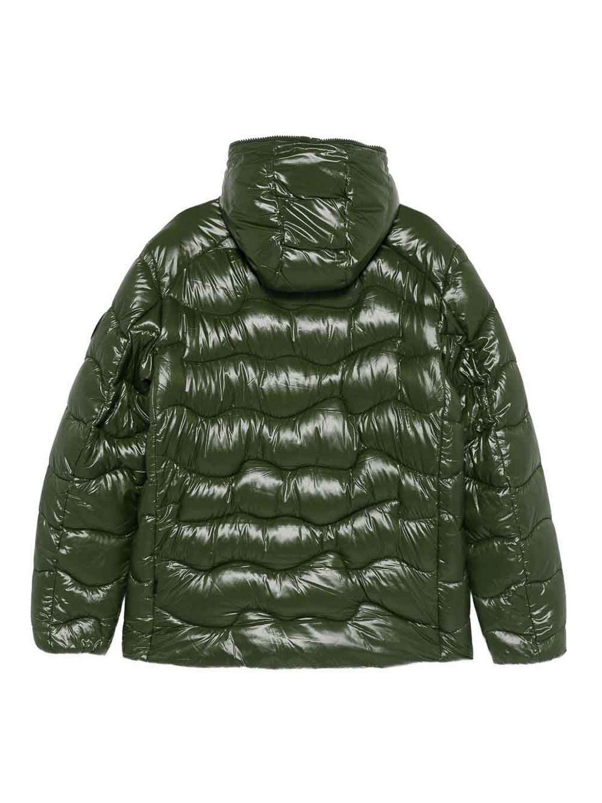 Save The Duck Quilted Hooded Jacket With Zippered Pockets And Contrasting Interior In Green